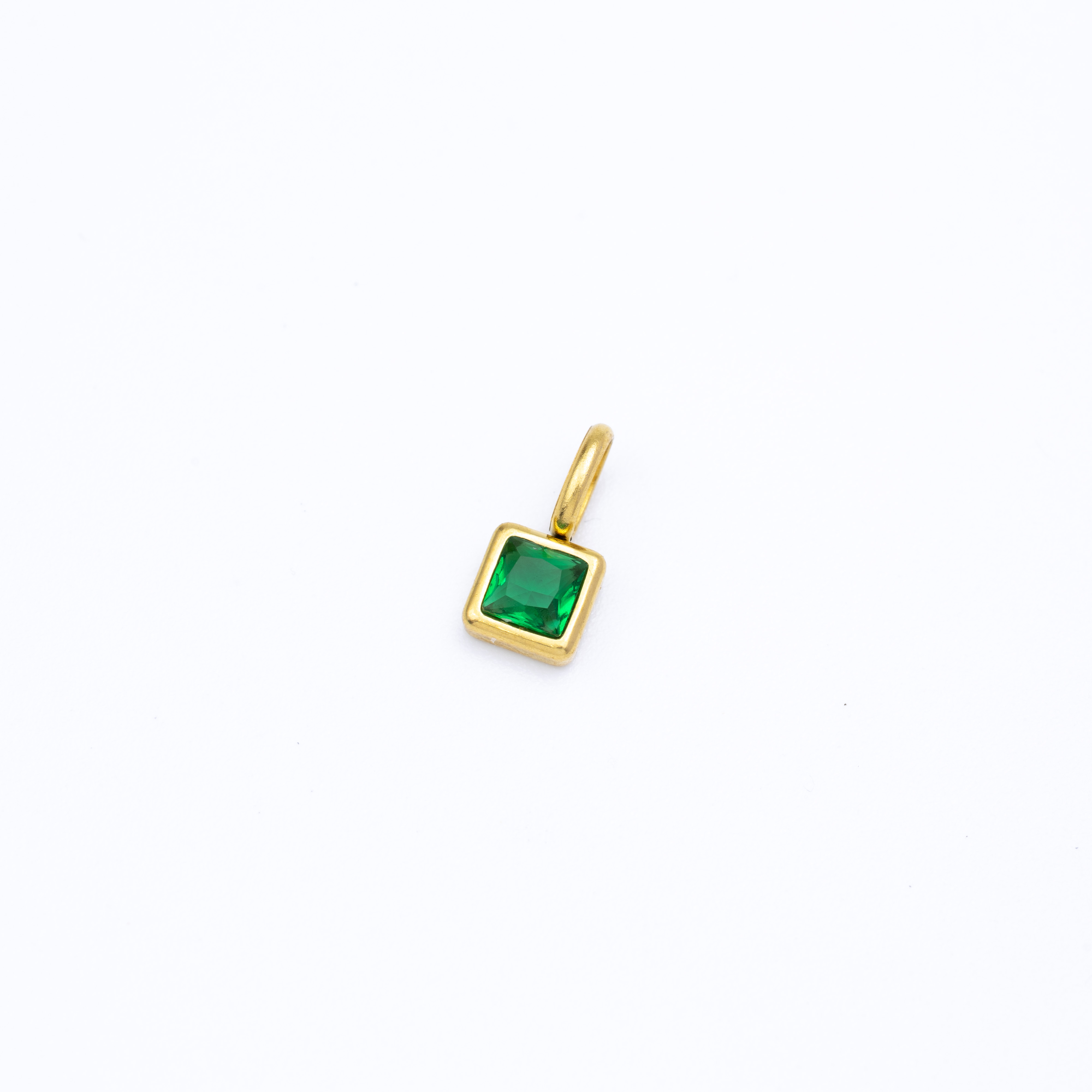 19513 Square Green Crystal Charm