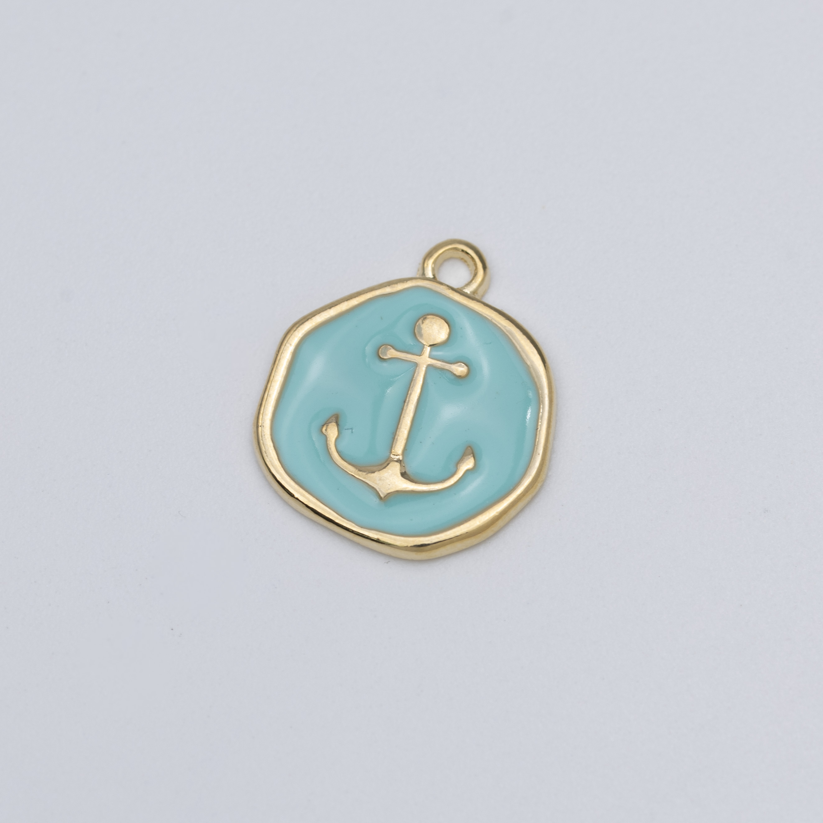 12466 Turquoise Anchor Enamel Pendant