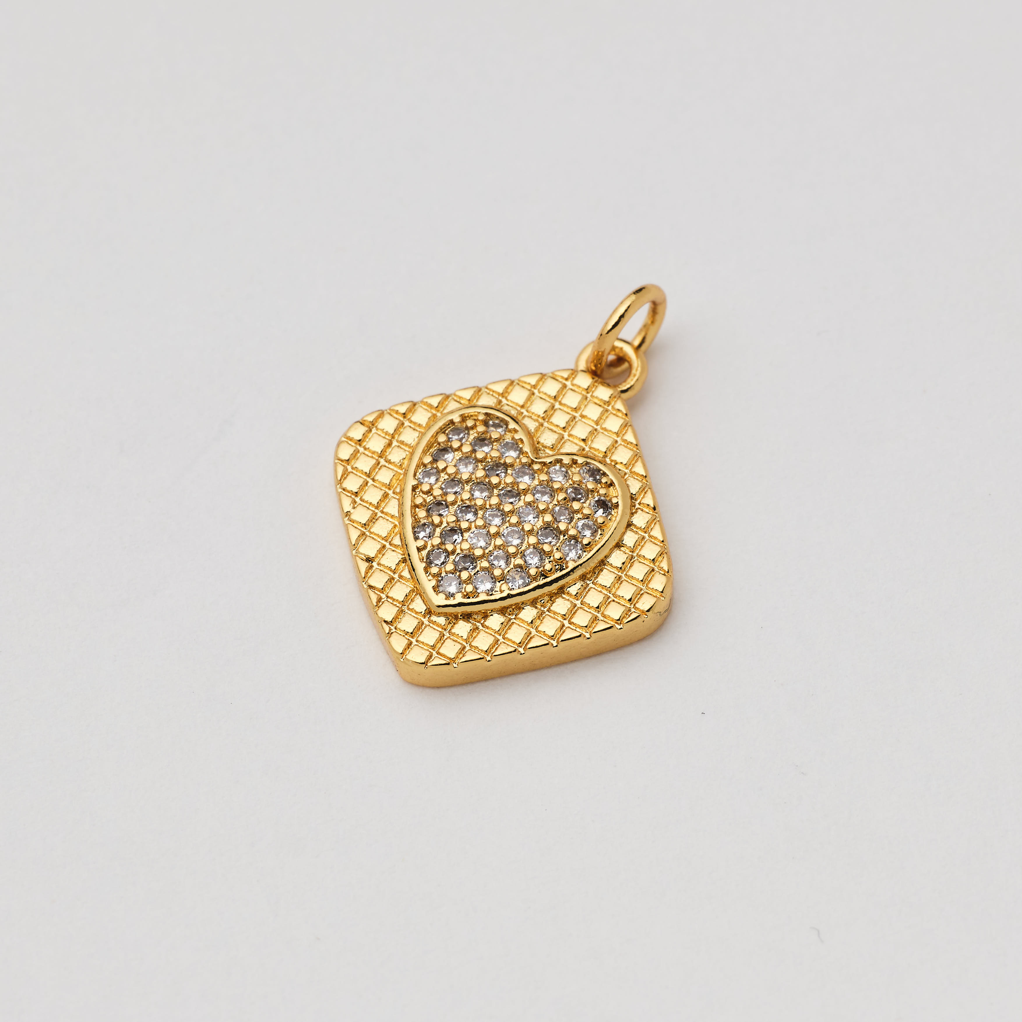 12349 Square Heart Micropave Pendant