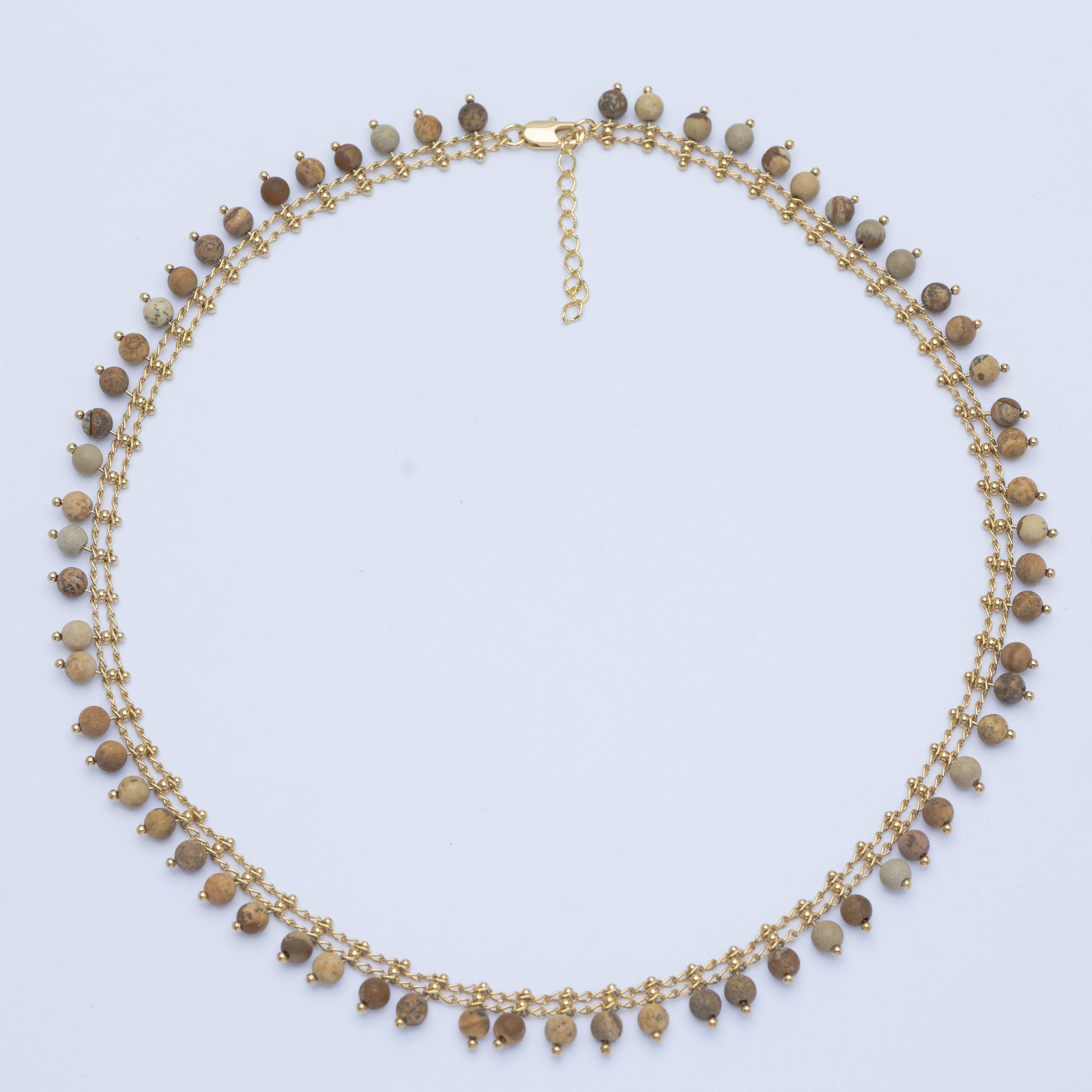 21154 Cadena Dorada con Cuentas de Piedras Naturales