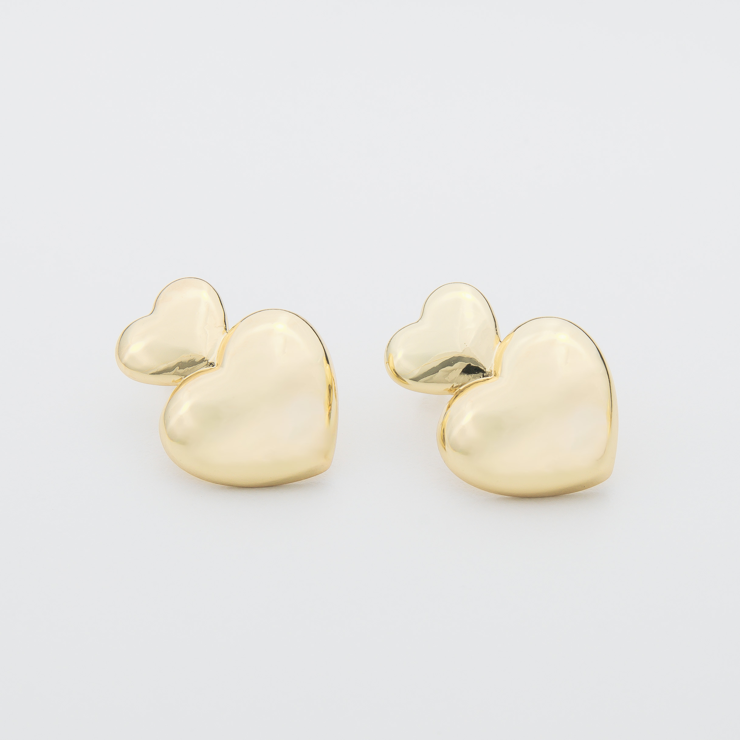 18698 Double Hearts Gold Earrings