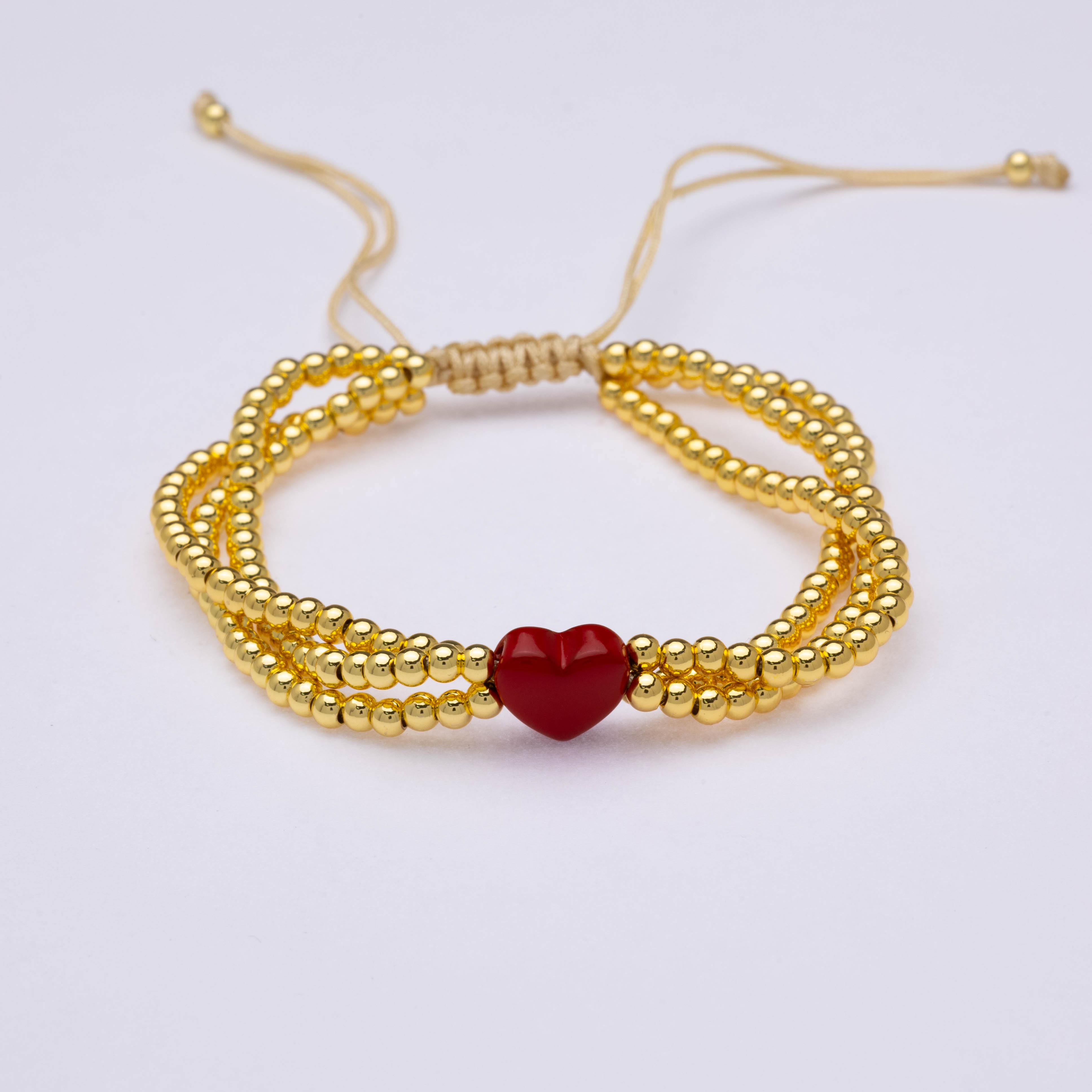20697 Gold Bracelet Set with Red Heart