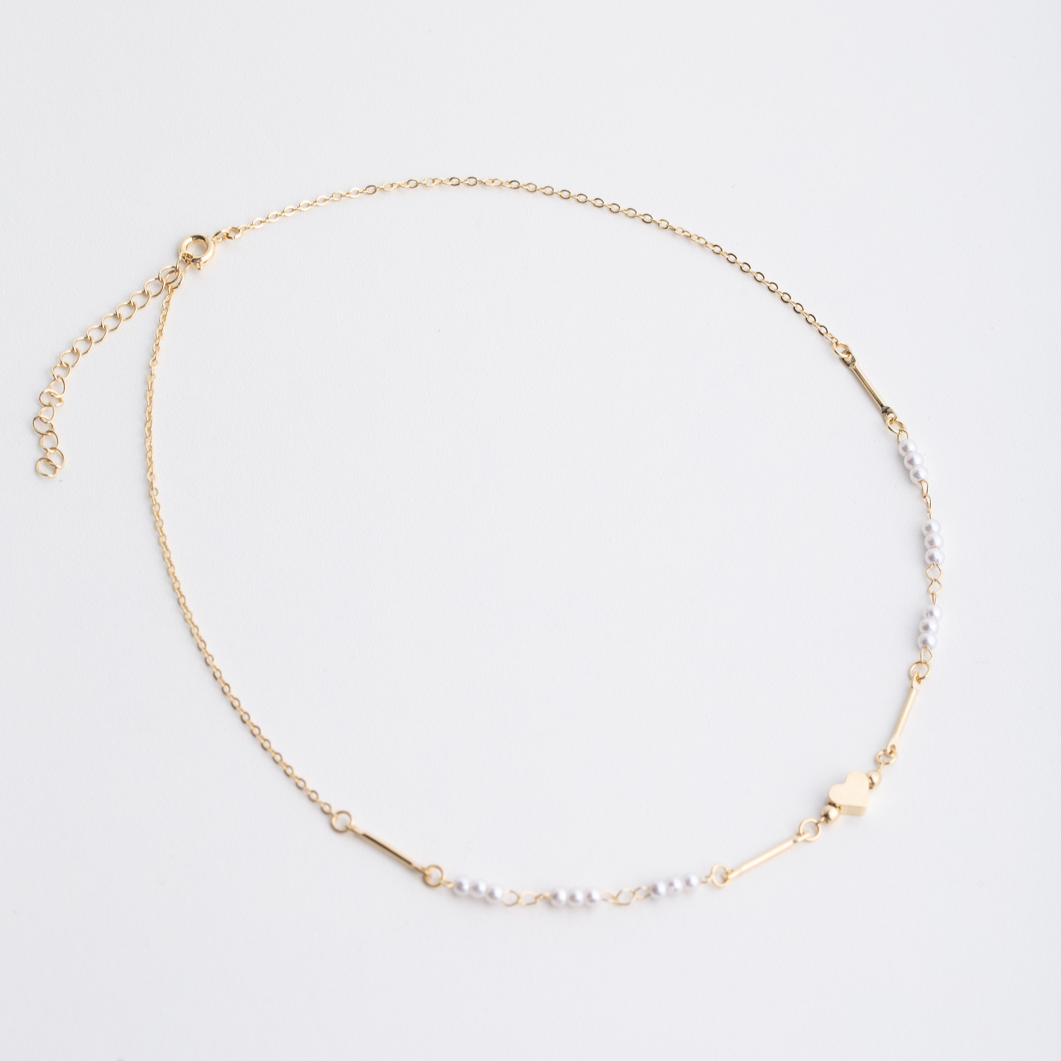 19321 Golden Chain with Pearls and Heart 16"