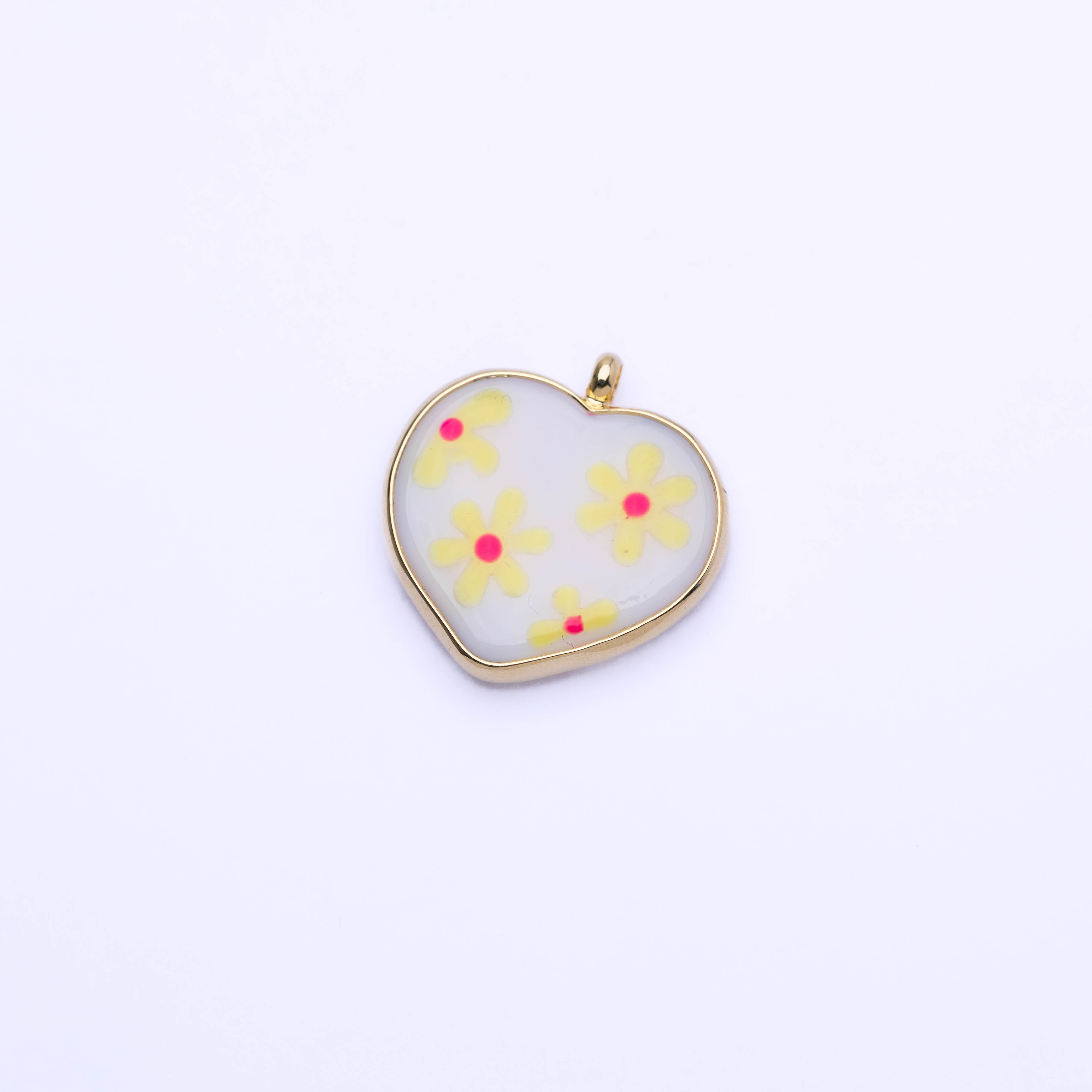 21204 Heart Bizel Flower Yellow 25MM