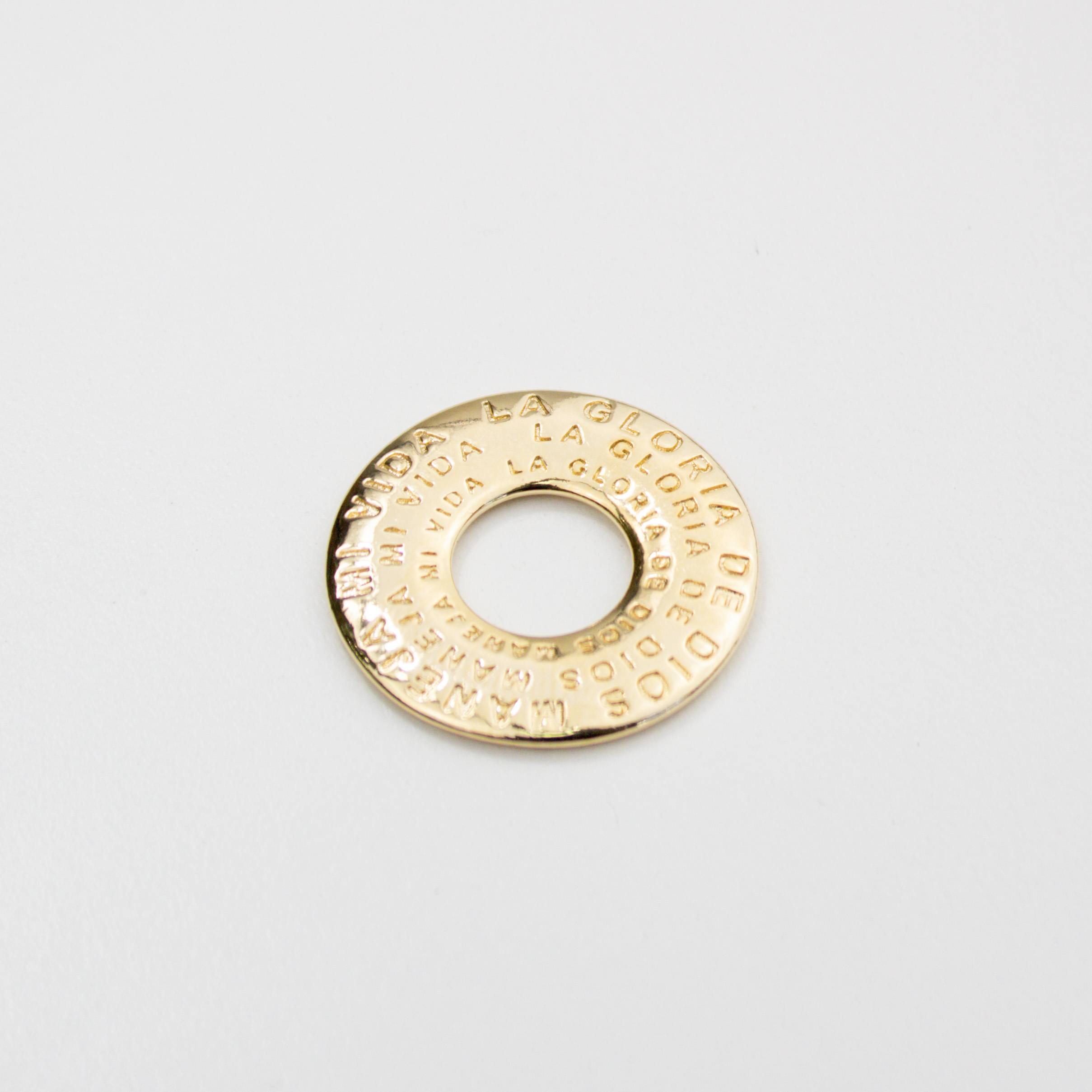 21205 Gold Round Slider Charm “The Glory of God”