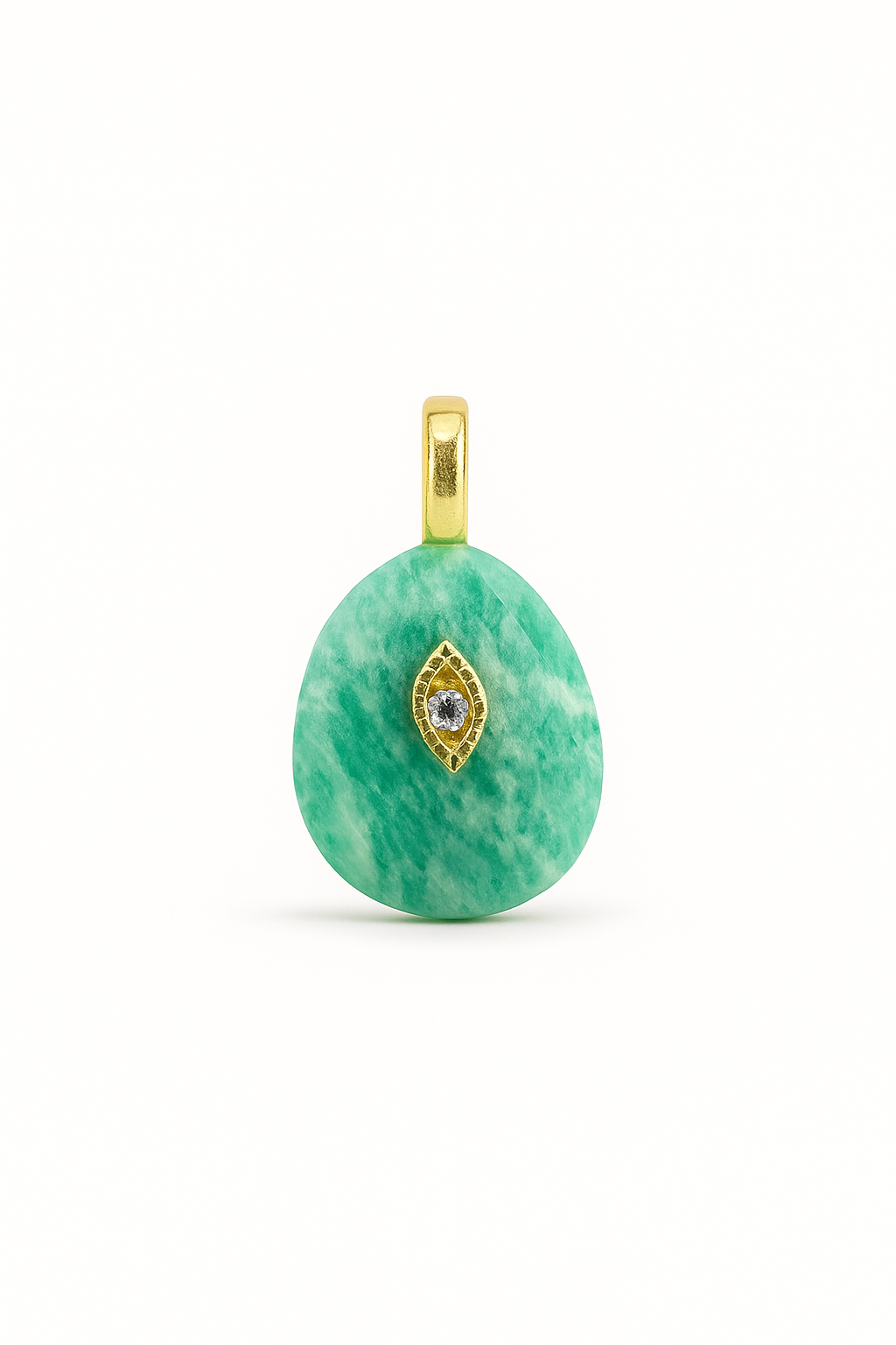 21417 Faceted Amazonite Teardrop Pendant with Mini Evil-Eye