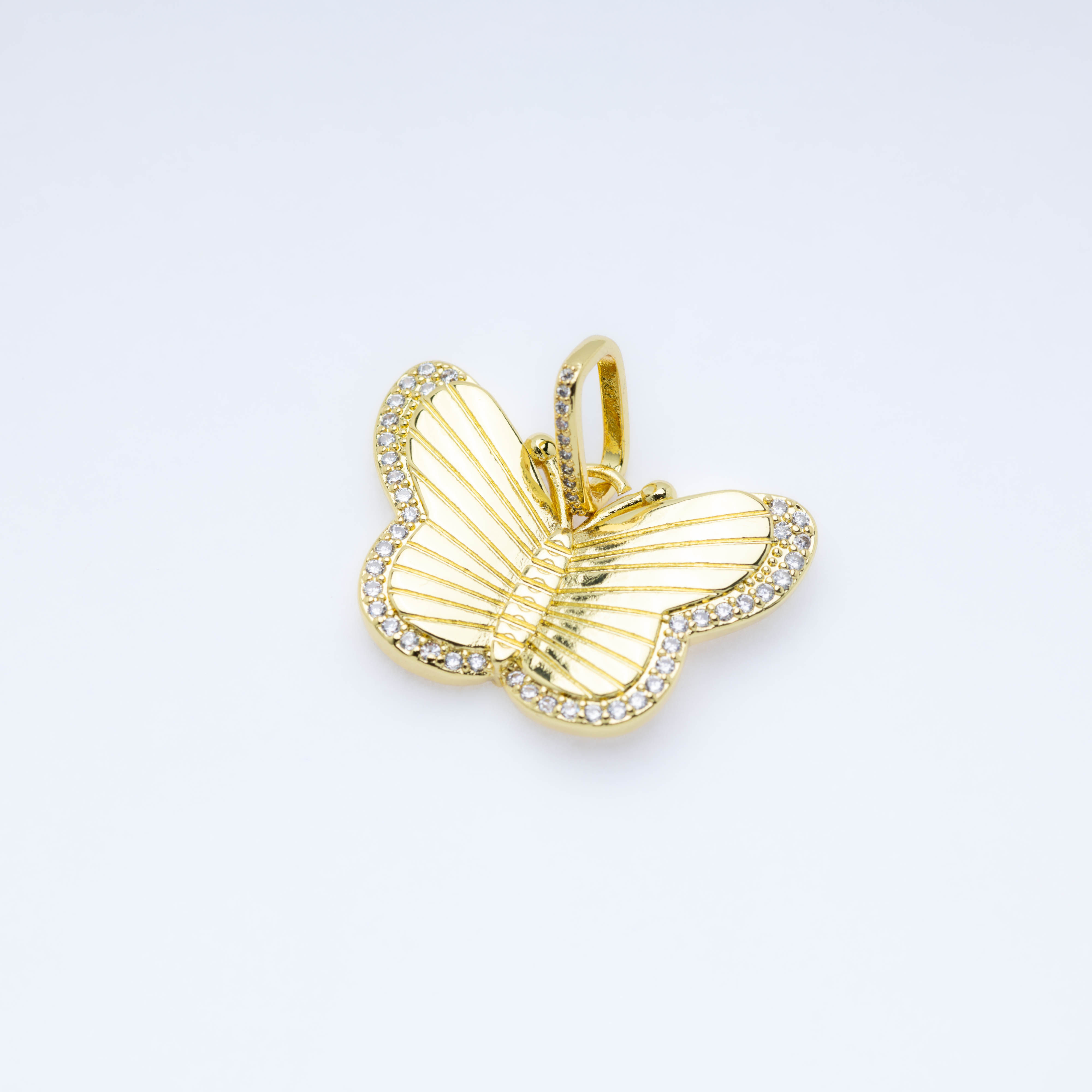 20837 Gold Butterfly Charm with Zircon Border