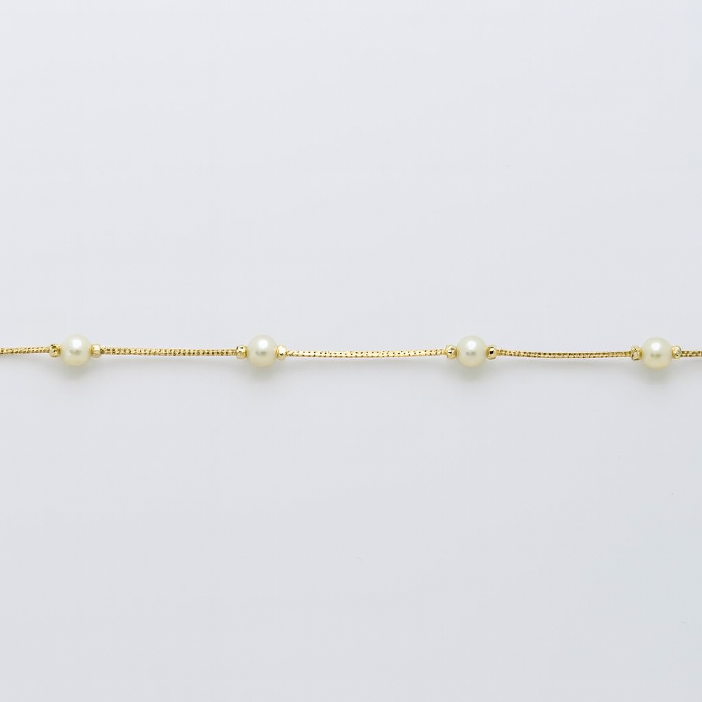 14031 Gold Box Chain with Pearls 16"