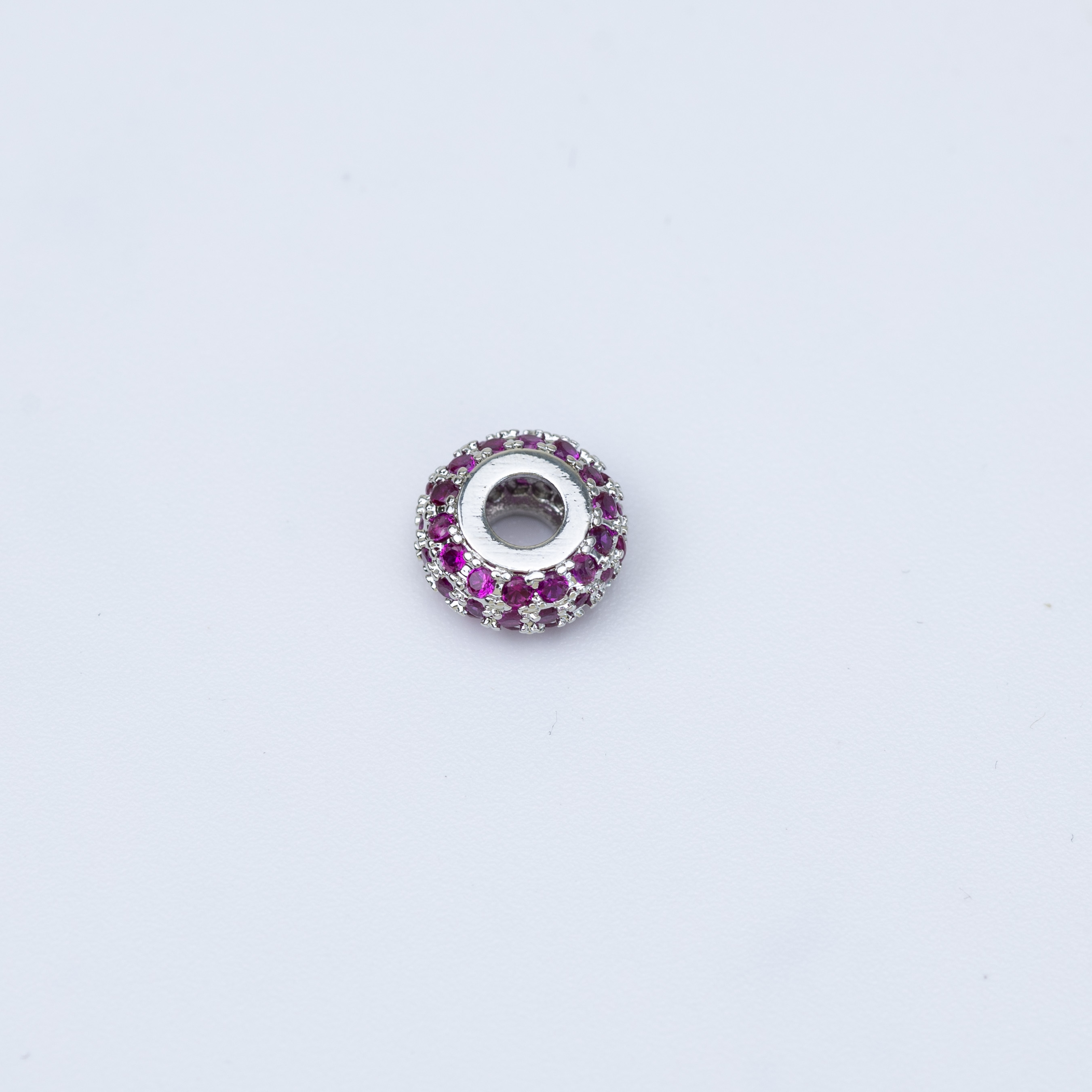 19714 Silver Beads with Fuchsia Crystals