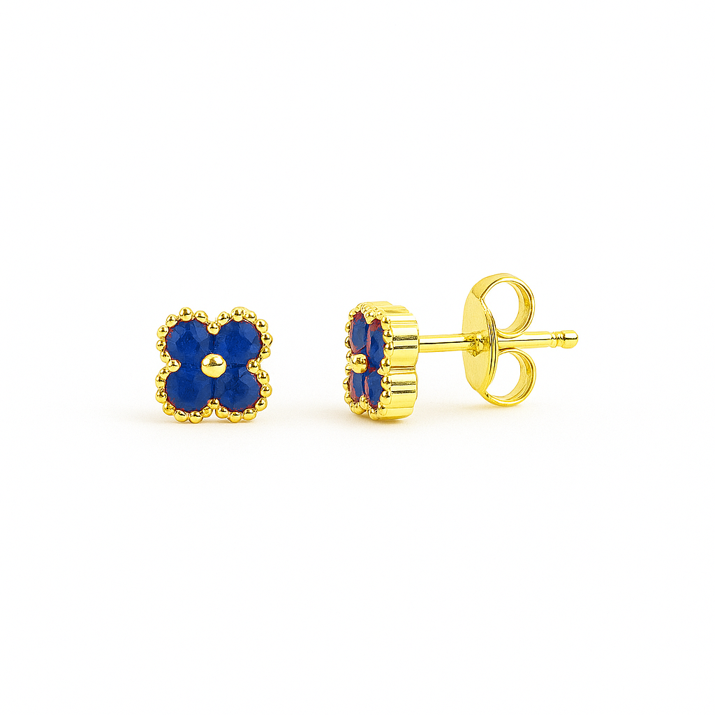 21570 Leaf Clover Crystal Navy Earrings