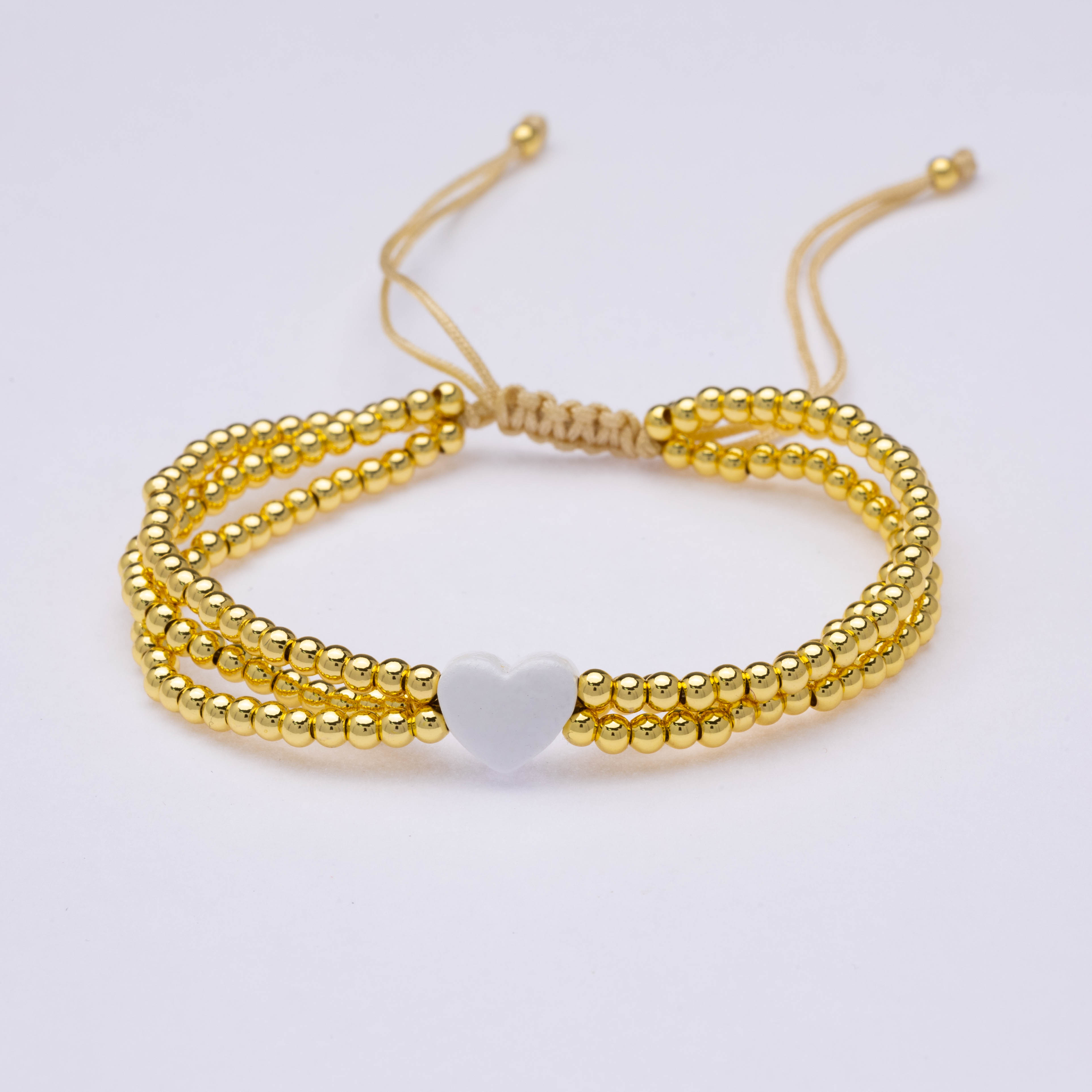 20696 Gold Bracelet Set with White Heart 