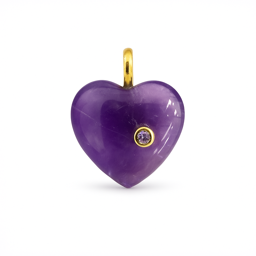 21390 Amethyst Heart Pendant with CZ