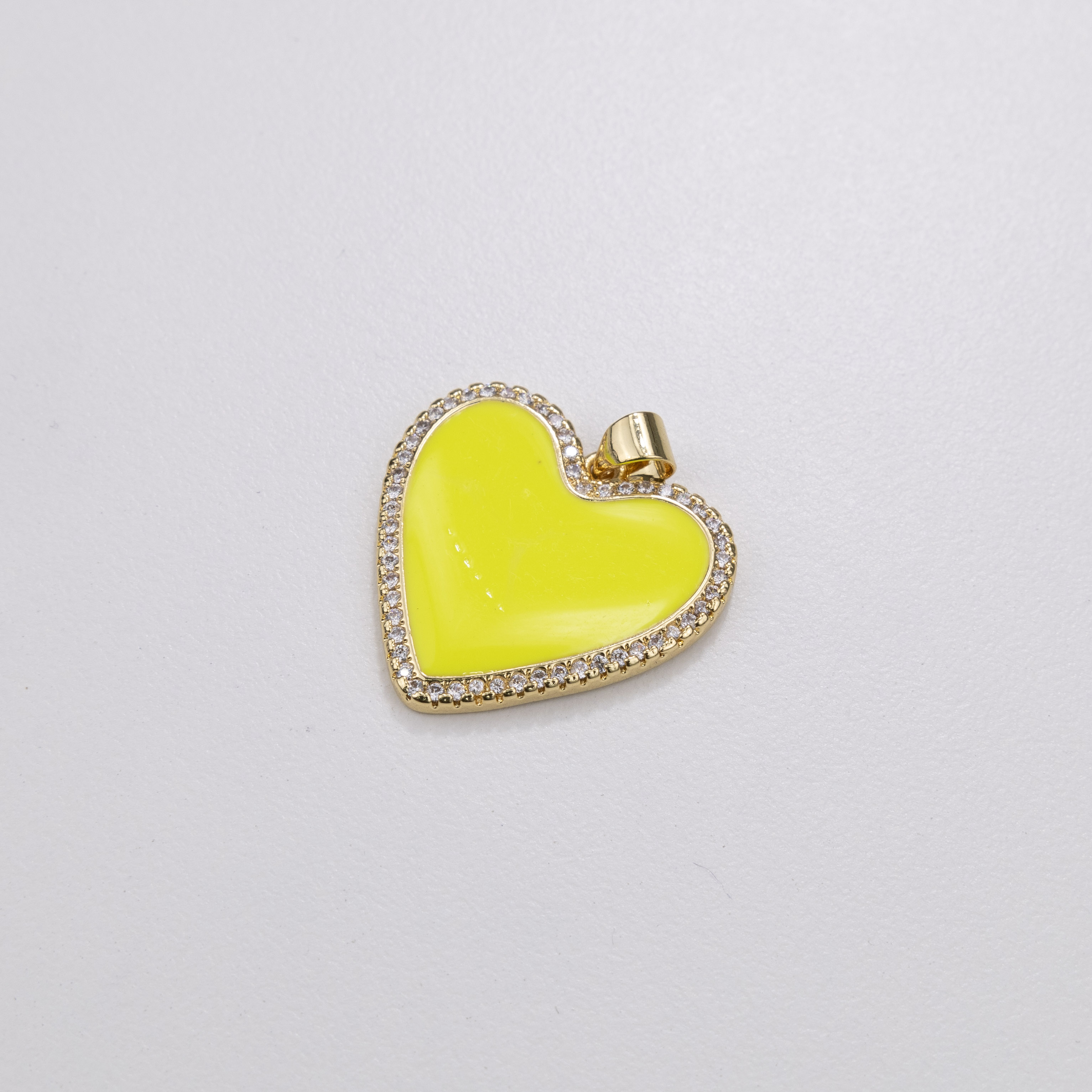 13960 22mm Yellow Heart with Clear Crystals