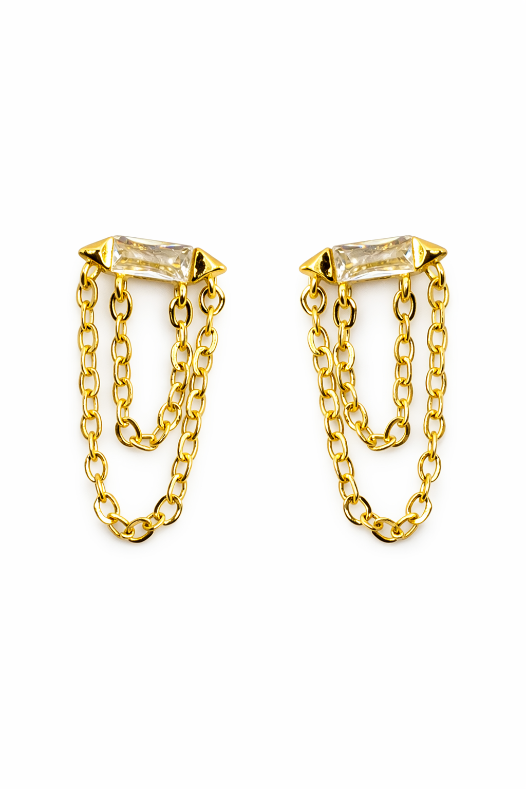 21601  Clear Crystal Chain Drop Earrings
