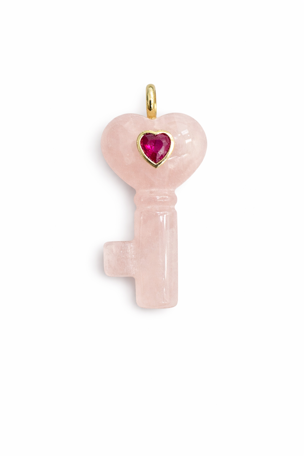 21659 Rose Quartz Heart Key Charm