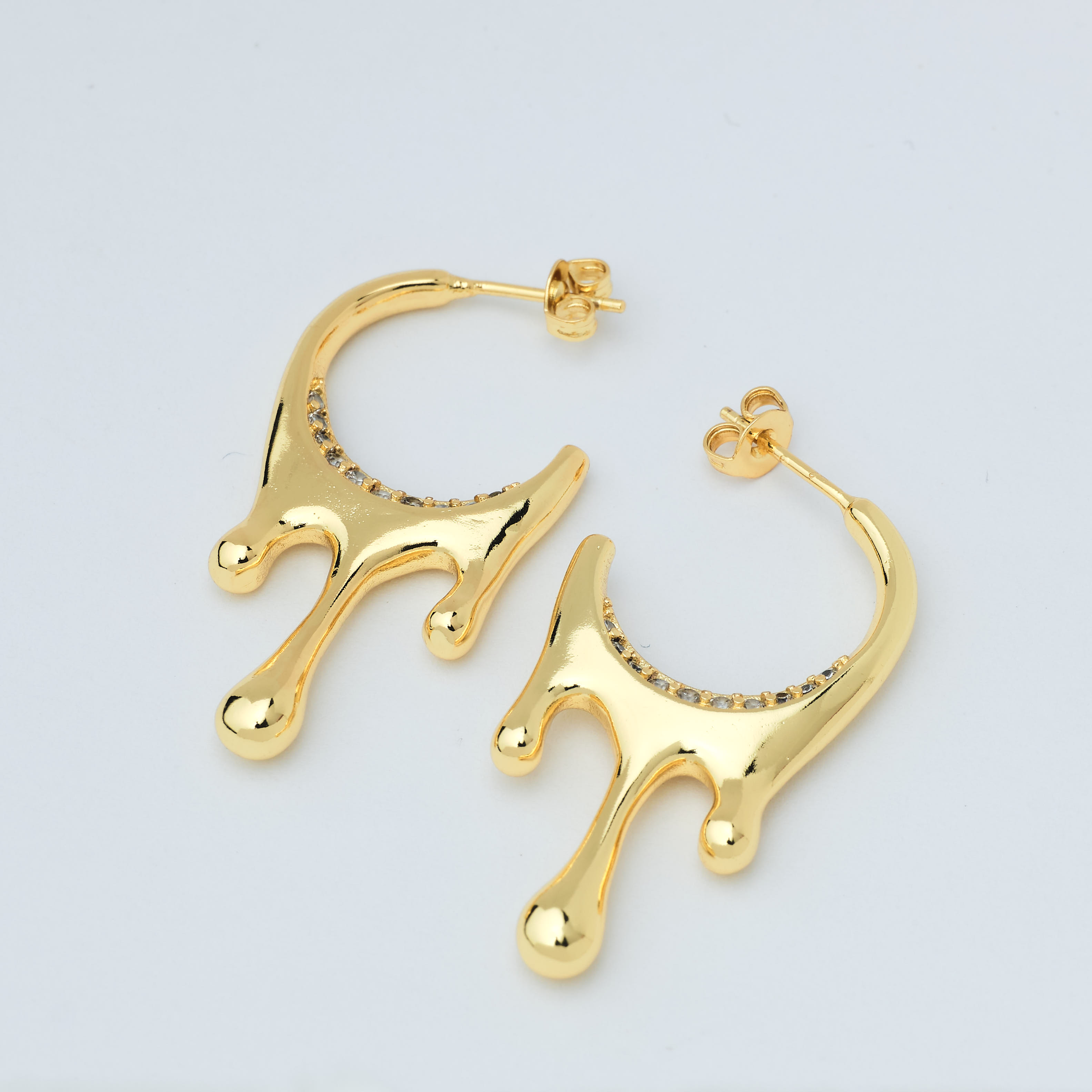 18983 Gold Elegance Hoop Earrings with Crystal