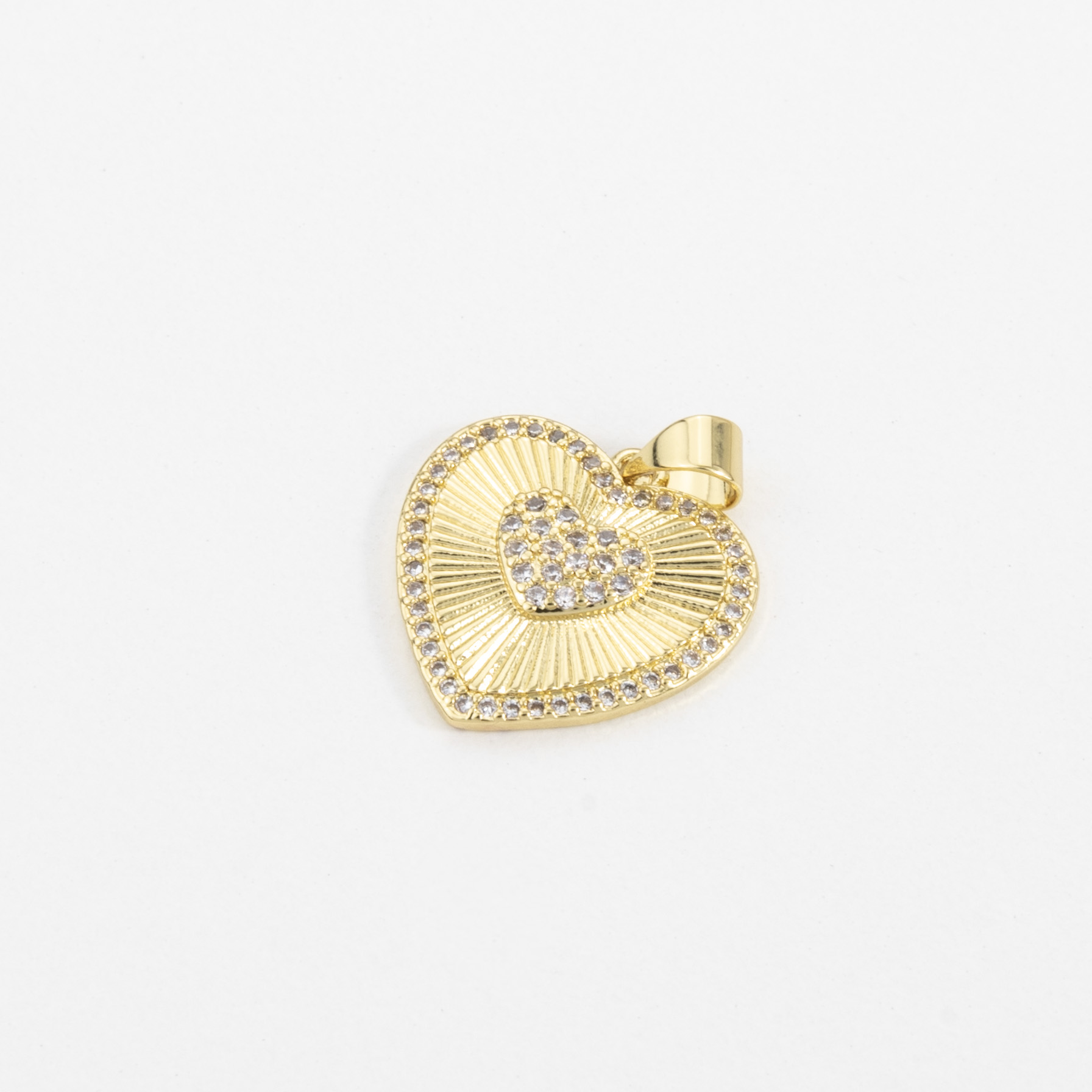 18561 Gold Plated Heart Pendant with Clear Crystals