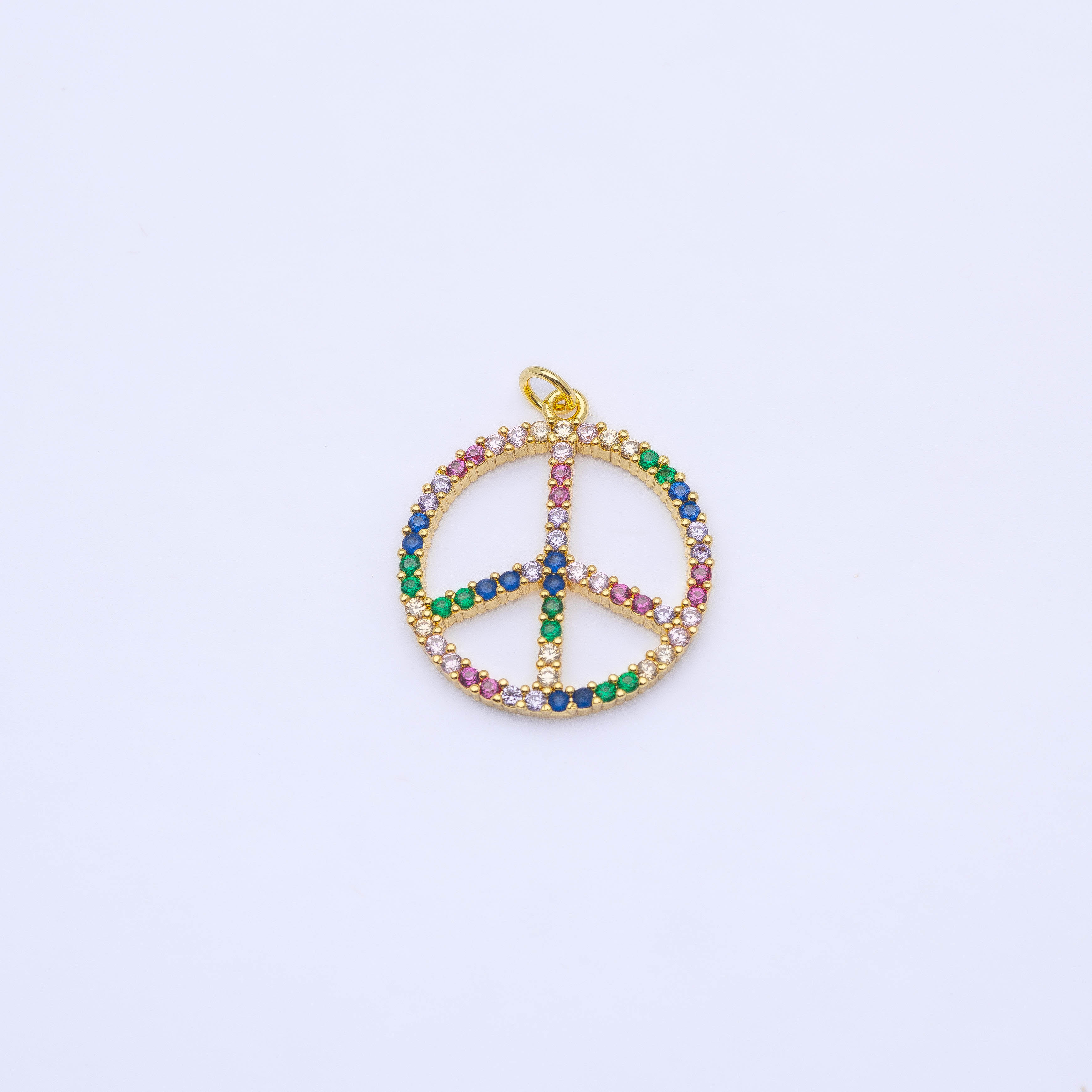 21082 Peace Symbol Pendant with Multicolor Zircons