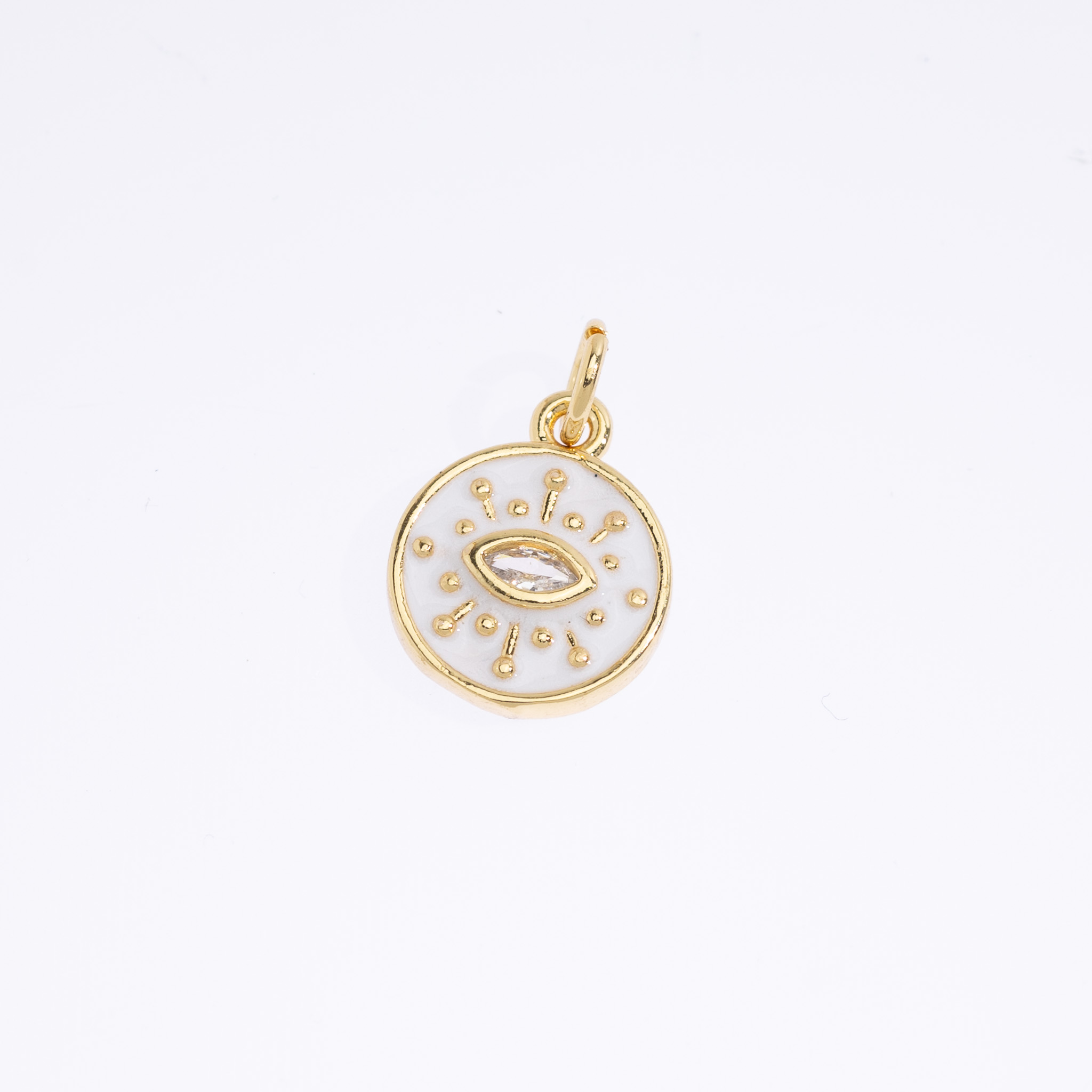 20689 Round Charm with Eye White Enamel