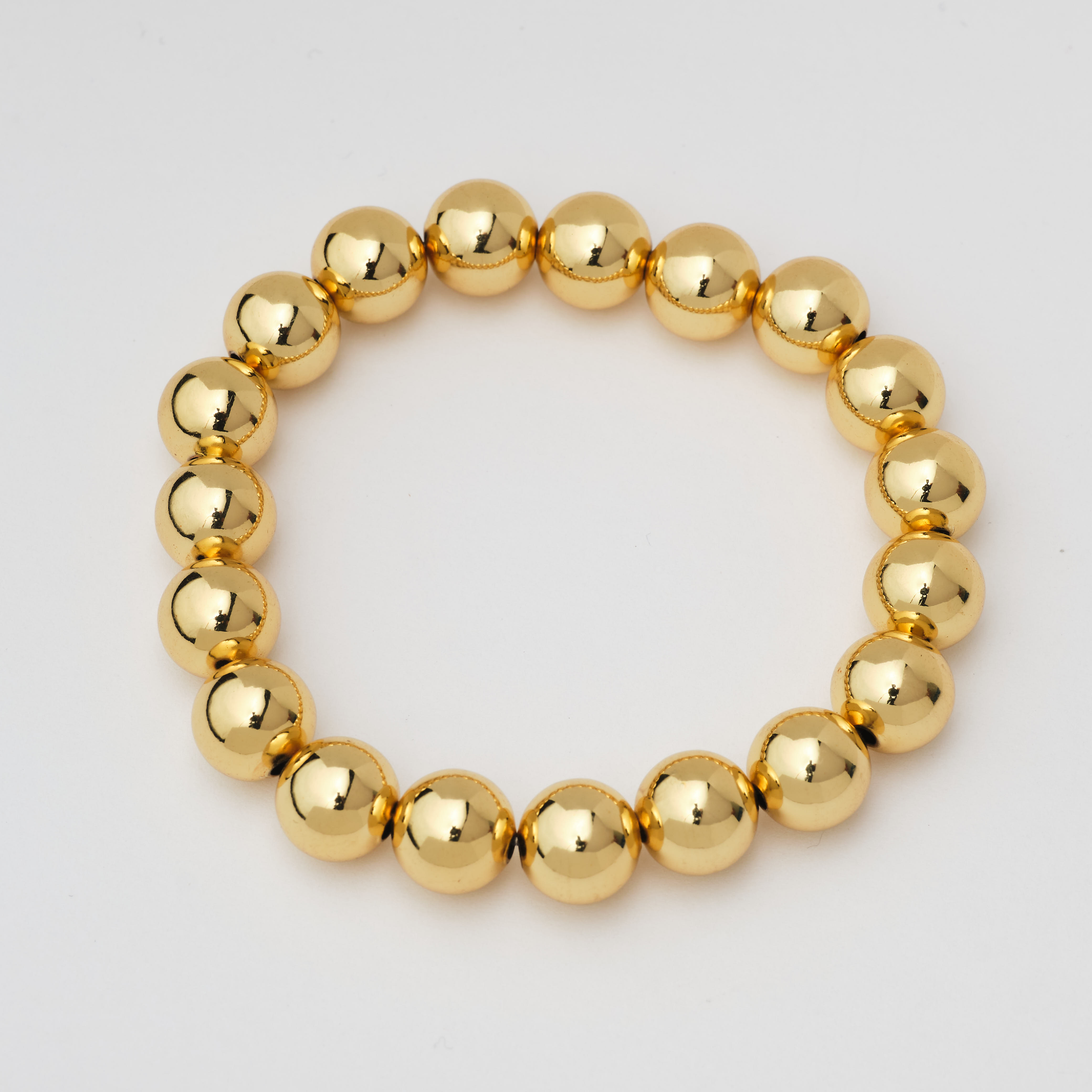 18937 10mm Gold Bead Elastic Bracelet