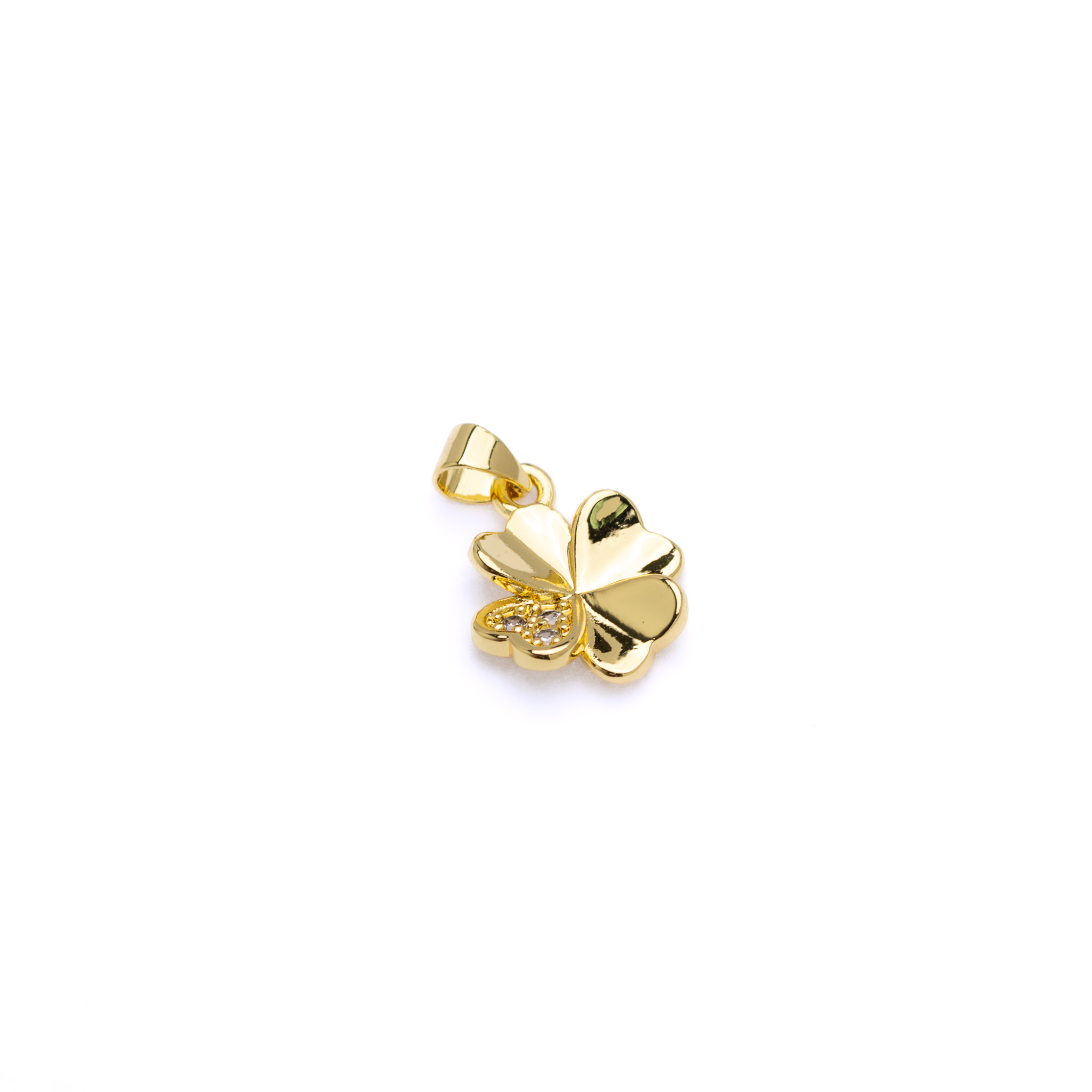 20883 Gold Four-Leaf Clover Charm with Crystals