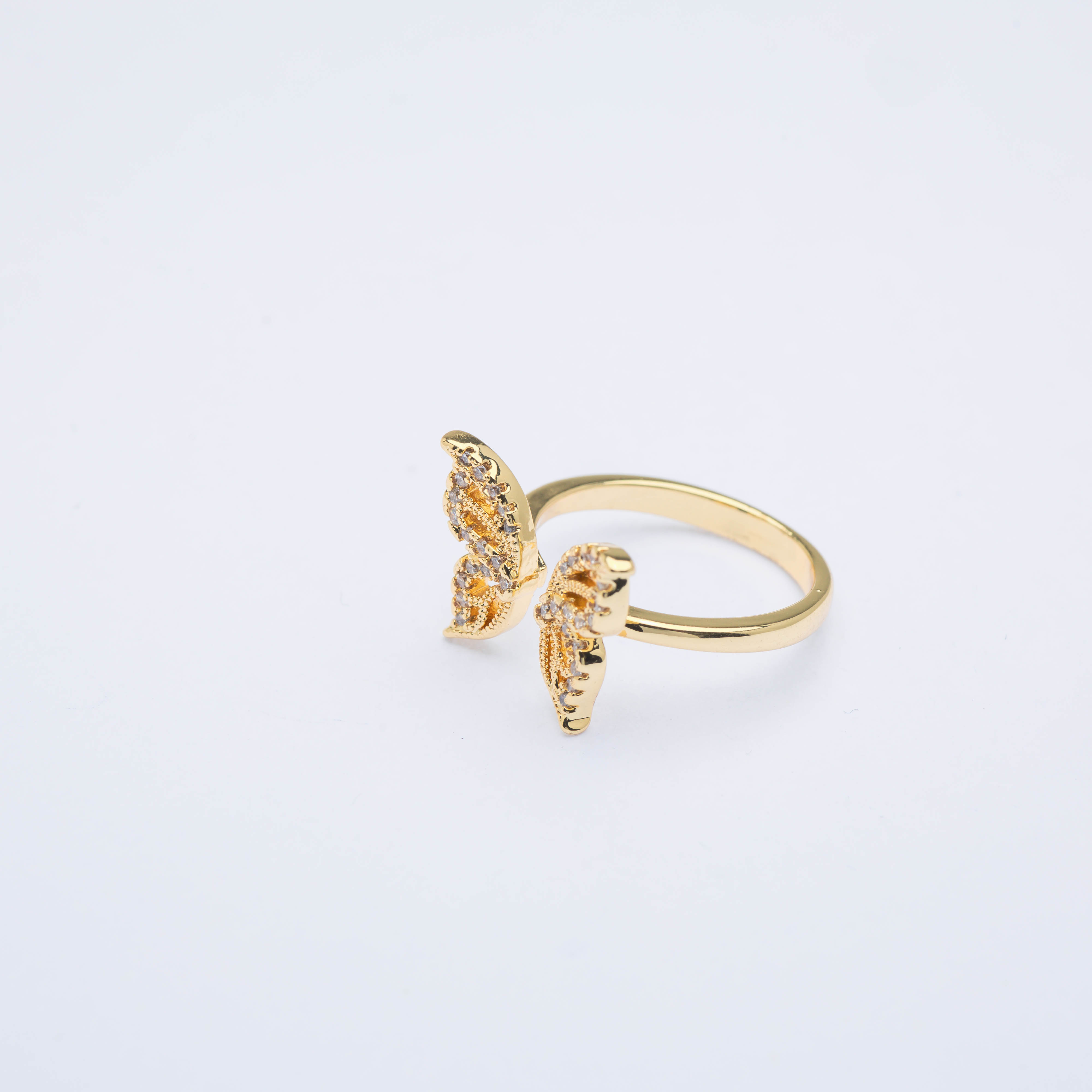 21802  Gold Butterfly Ring with Cubic Zirconia