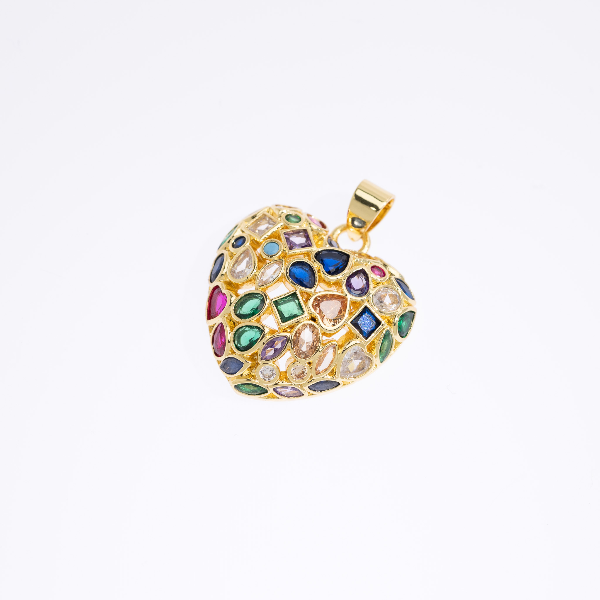 20690 Dije Corazón Colores Radiantes con Micropavé