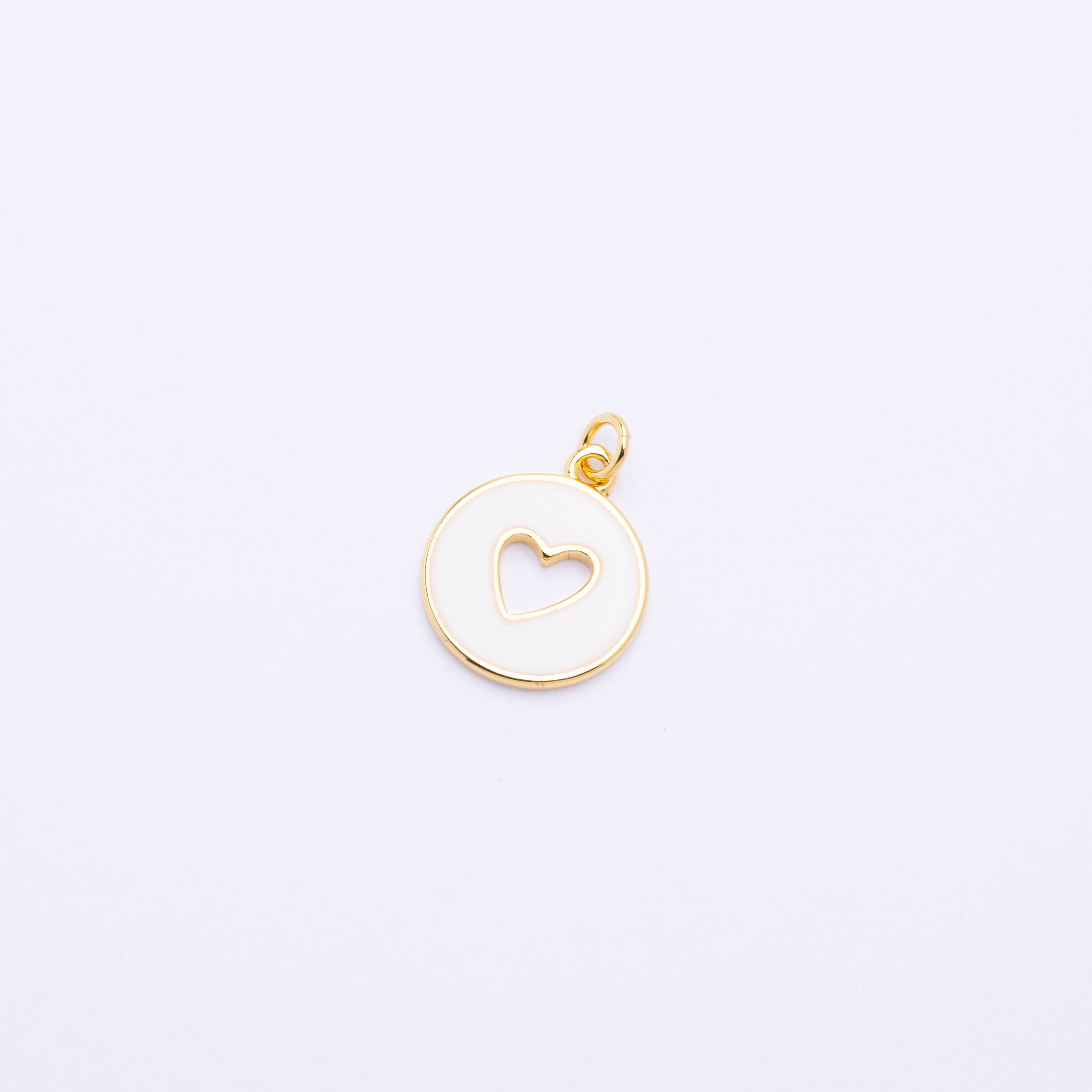 13991 17mm Round White with Heart Pendant
