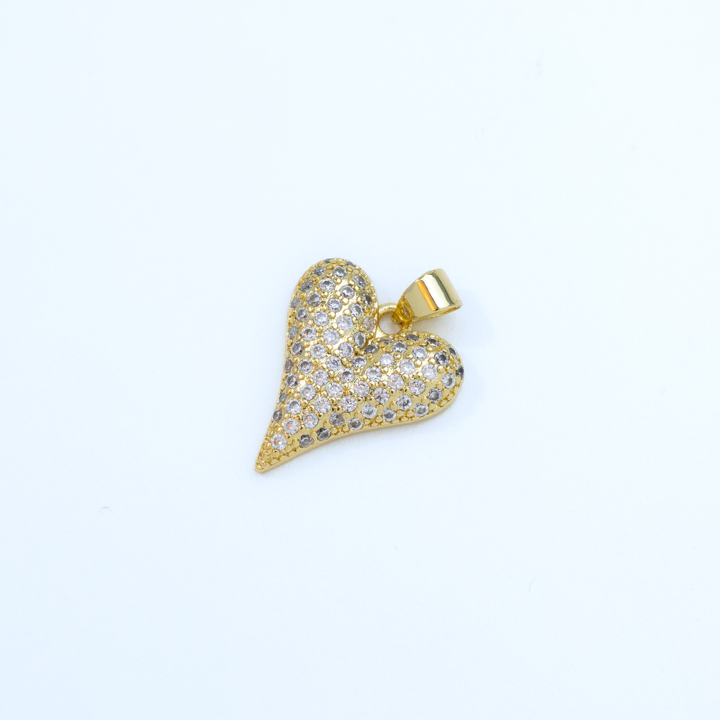 20231 Gold Heart Pendant with Sparkling Crystals