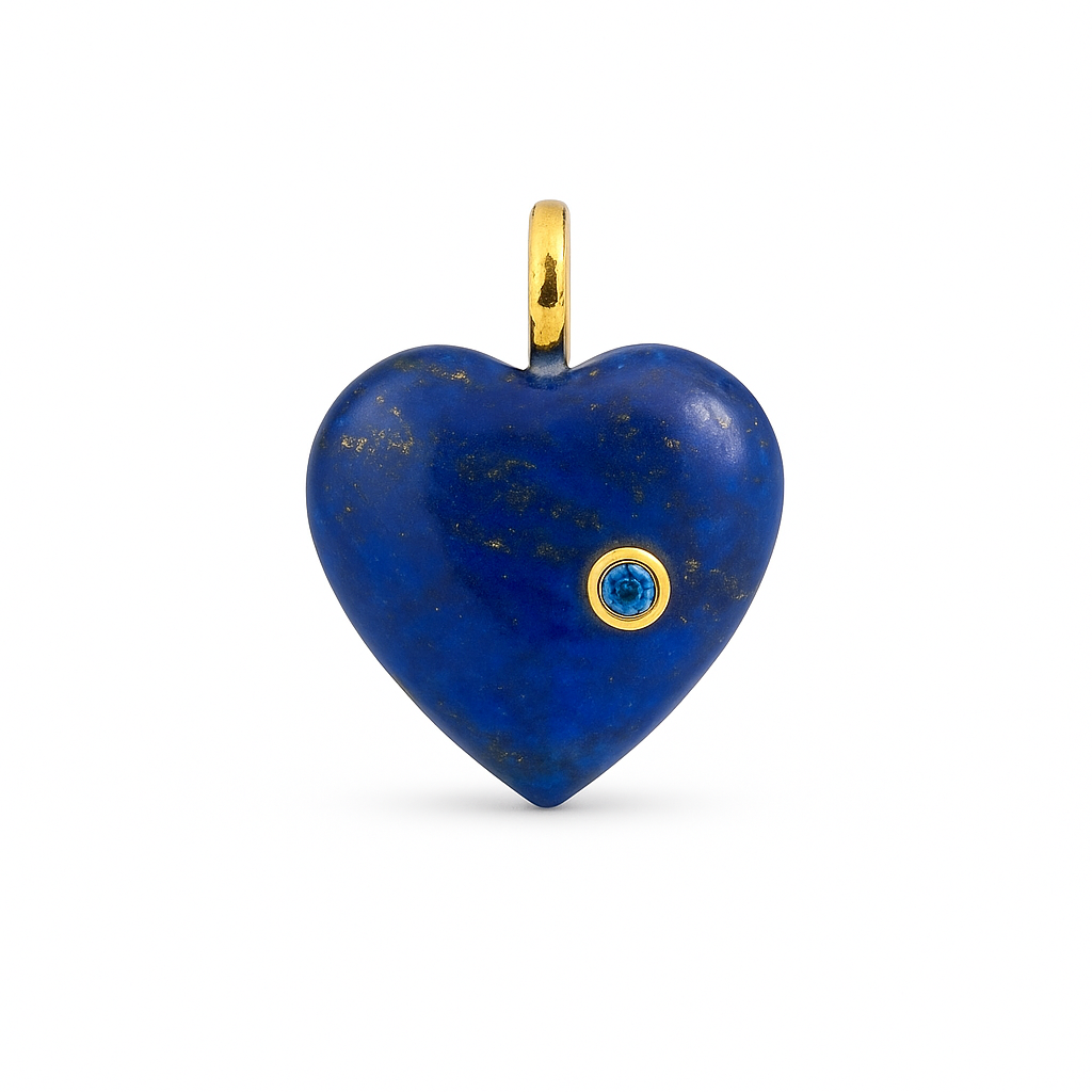 21388 Lapis Lazuli Heart Pendant with Blue CZ