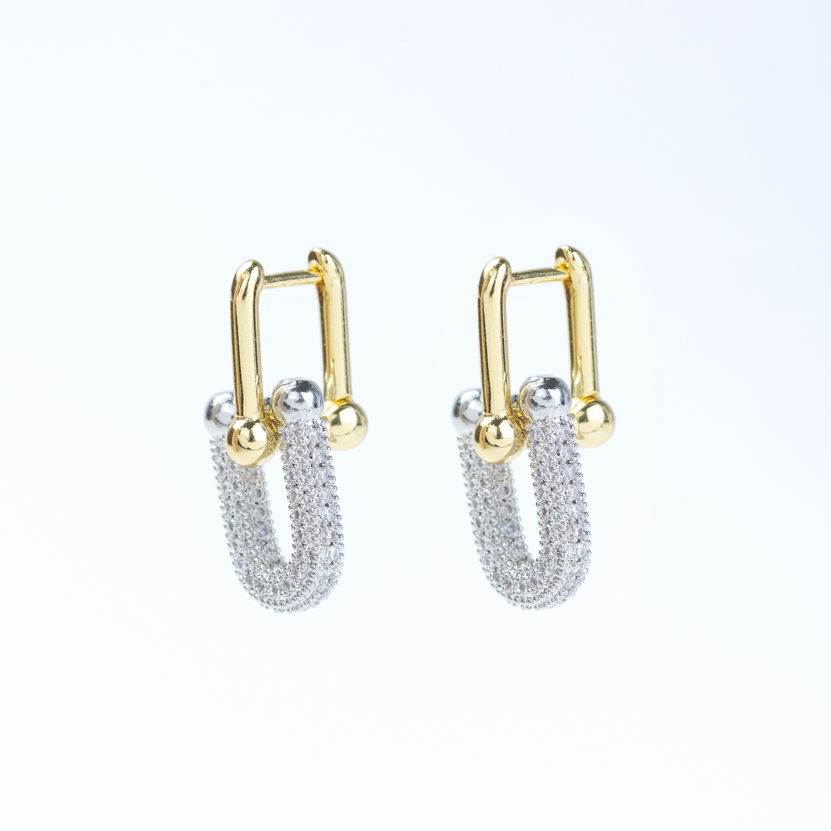 20302 Gold and Silver Chain Design Earrings
