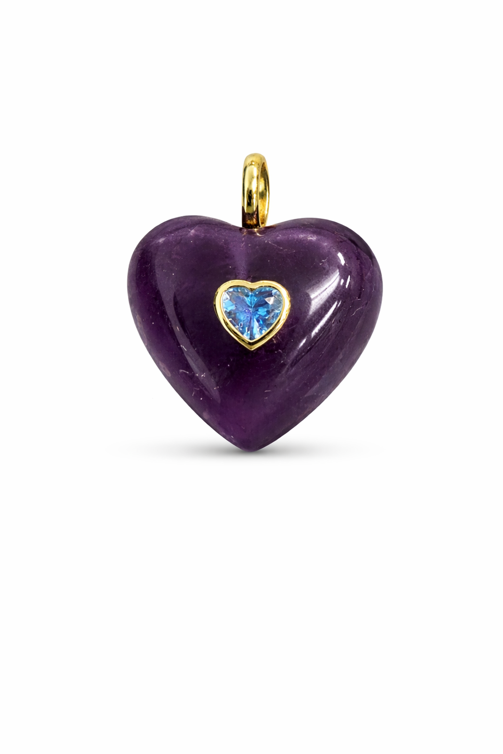 21677 Amethyst Heart Pendant with Blue Heart