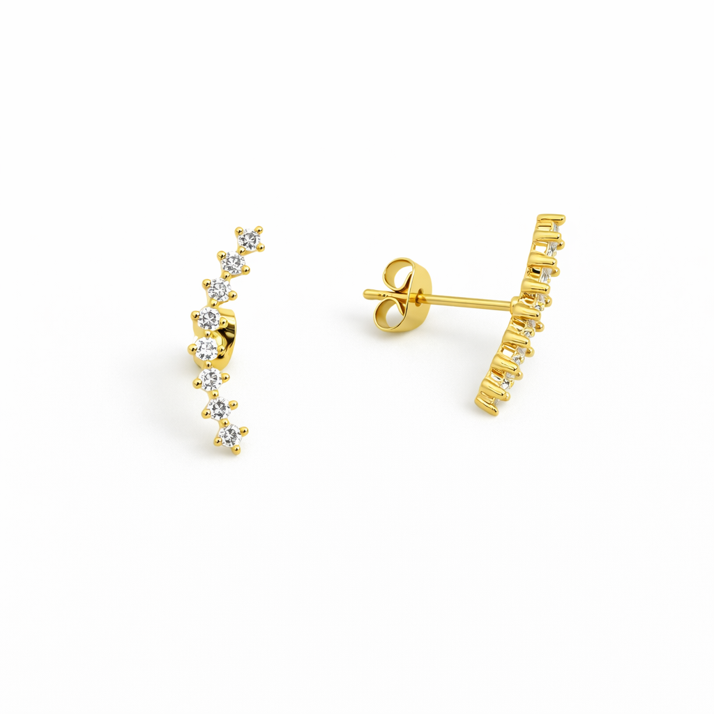 21578 Ear Climber Earrings with Clear 3mm Crystals
