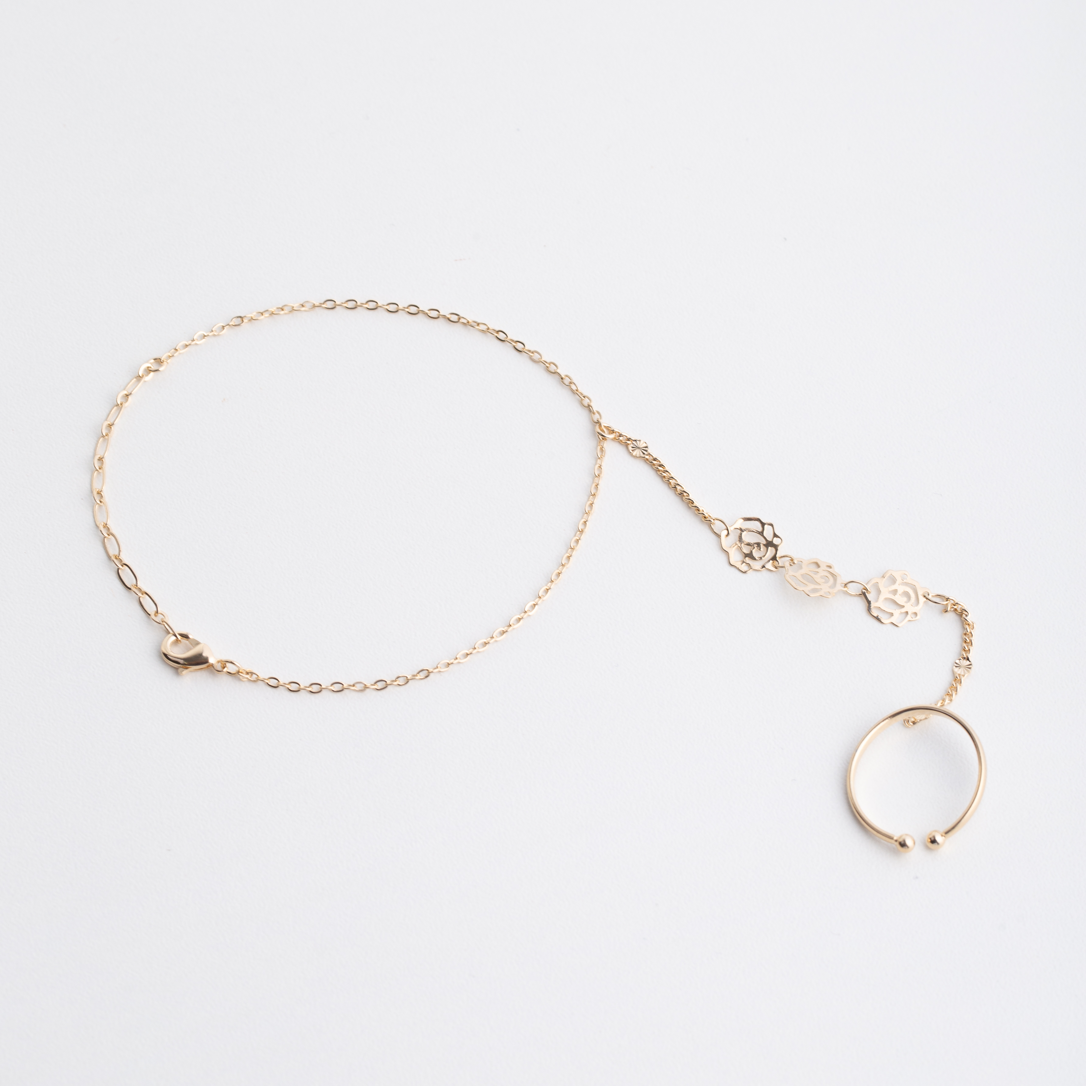 19792 Gold Rose Bracelet With Ring