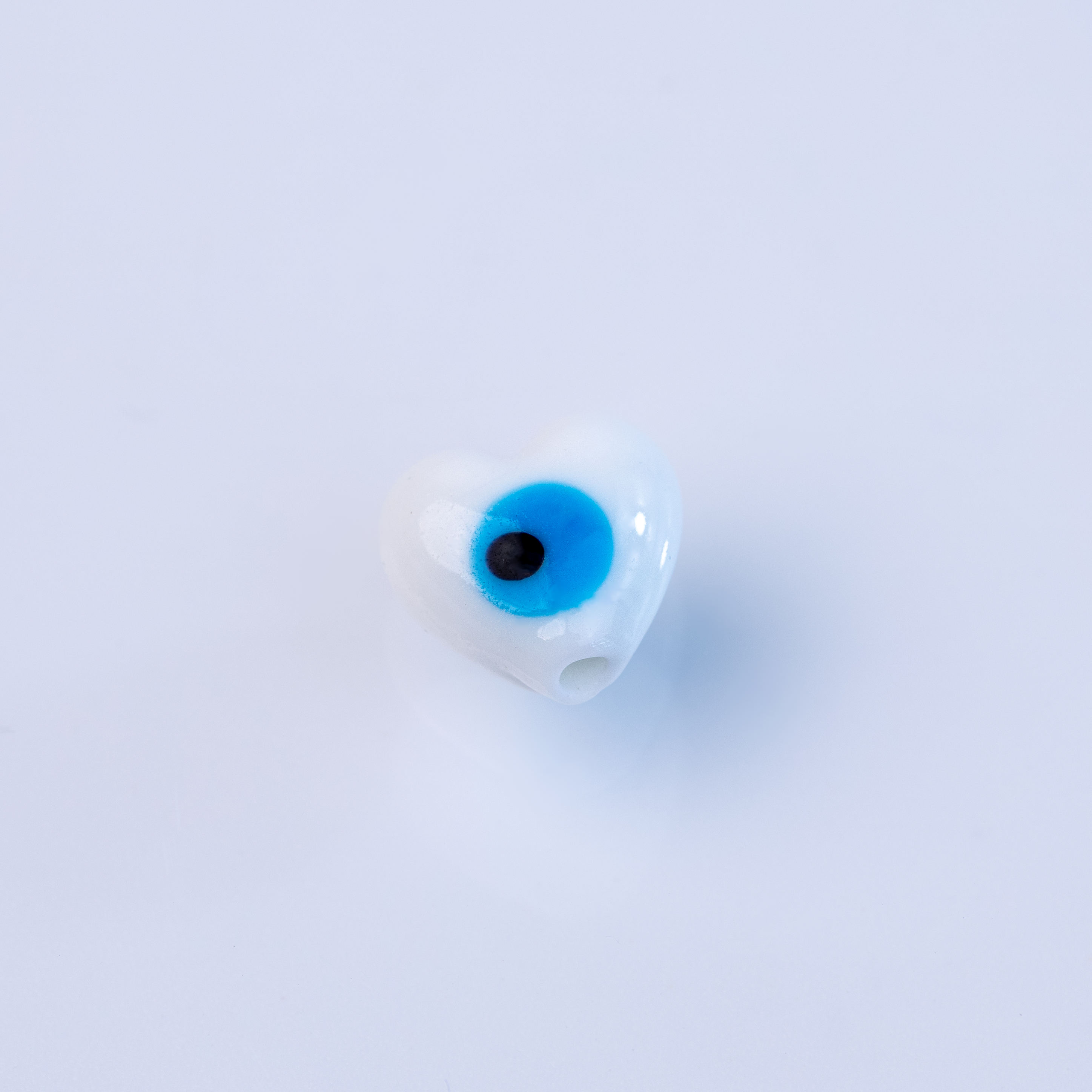 20332 White Heart With Evil Eye Murano Spacer