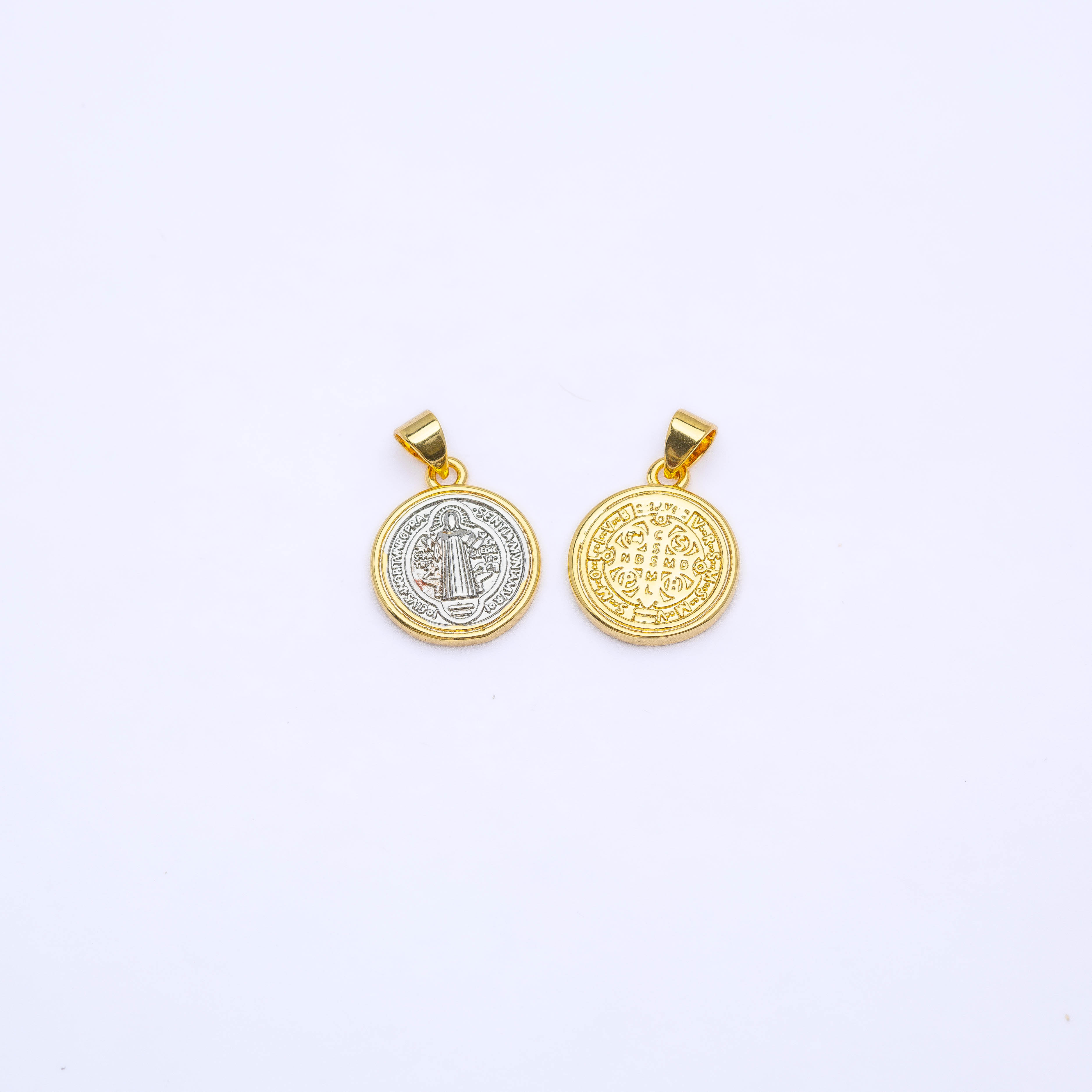 21087 15x2mm Saint Benedict Medal in Gold and Silver