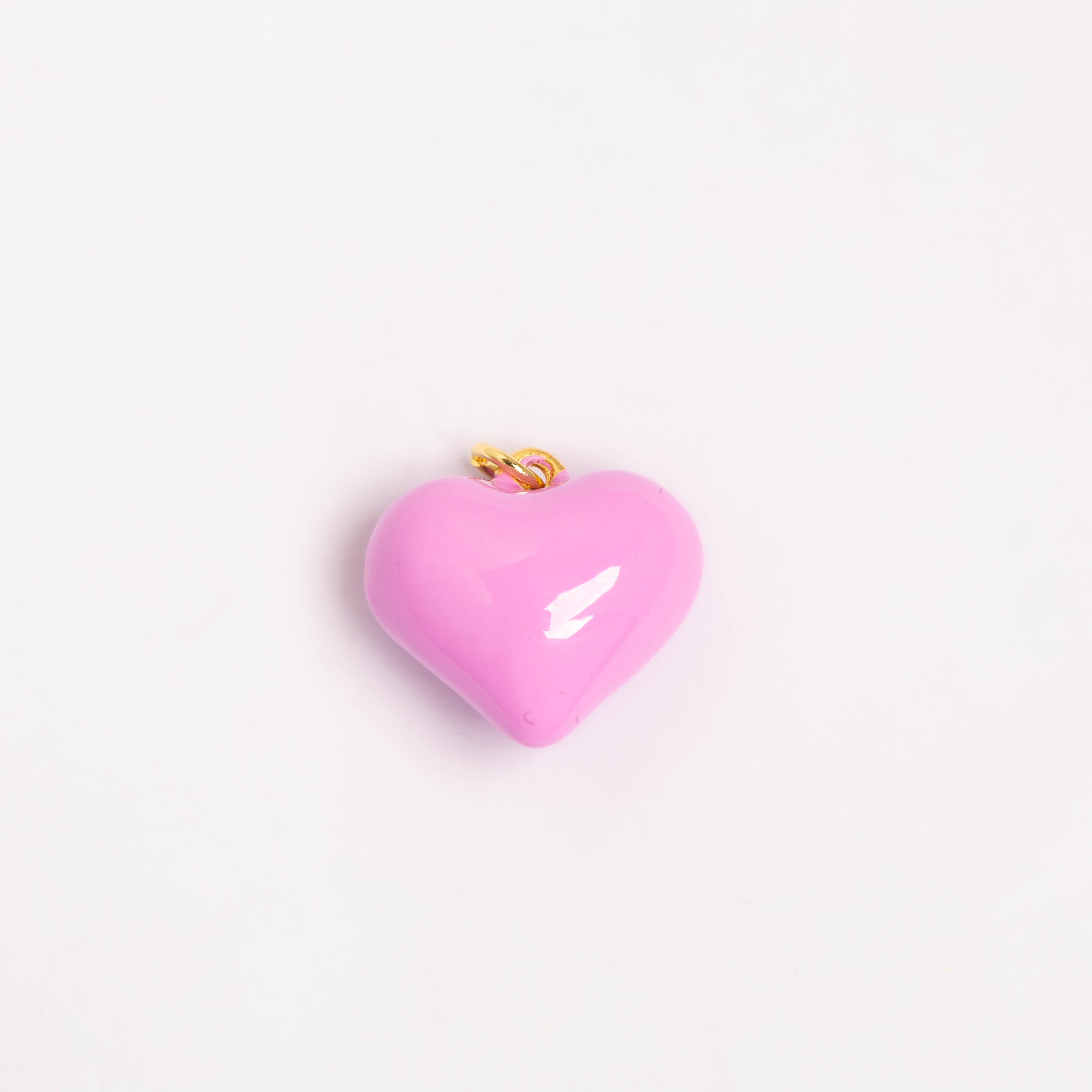 21940 Pink Puffy Enamel Heart Charm