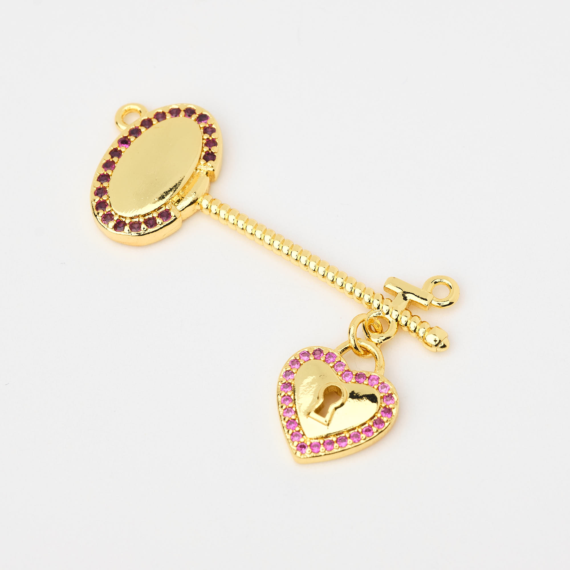13220 Fuchsia Key with Heart Charm