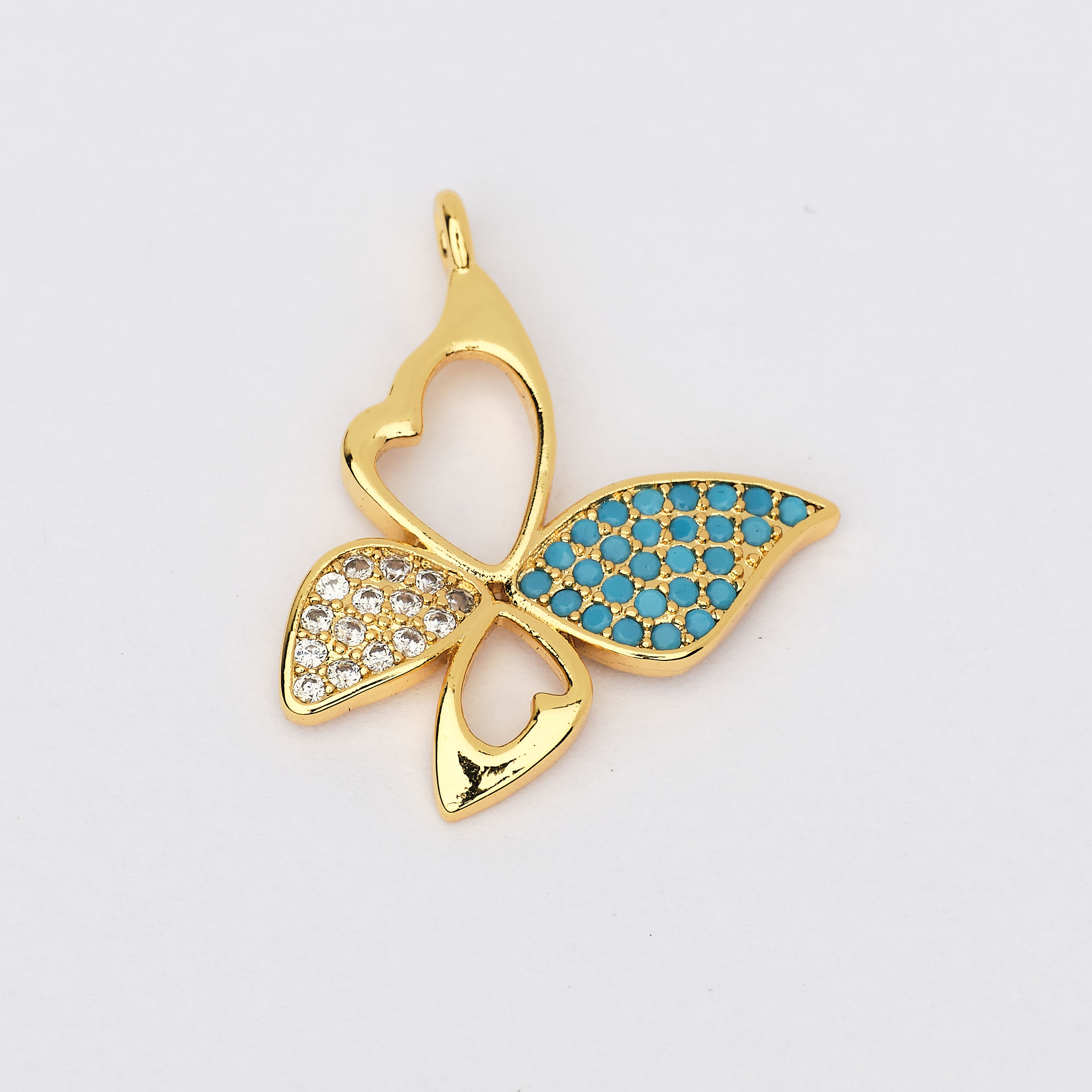 13163 Clear and Blue Crystals Butterfly Pendant