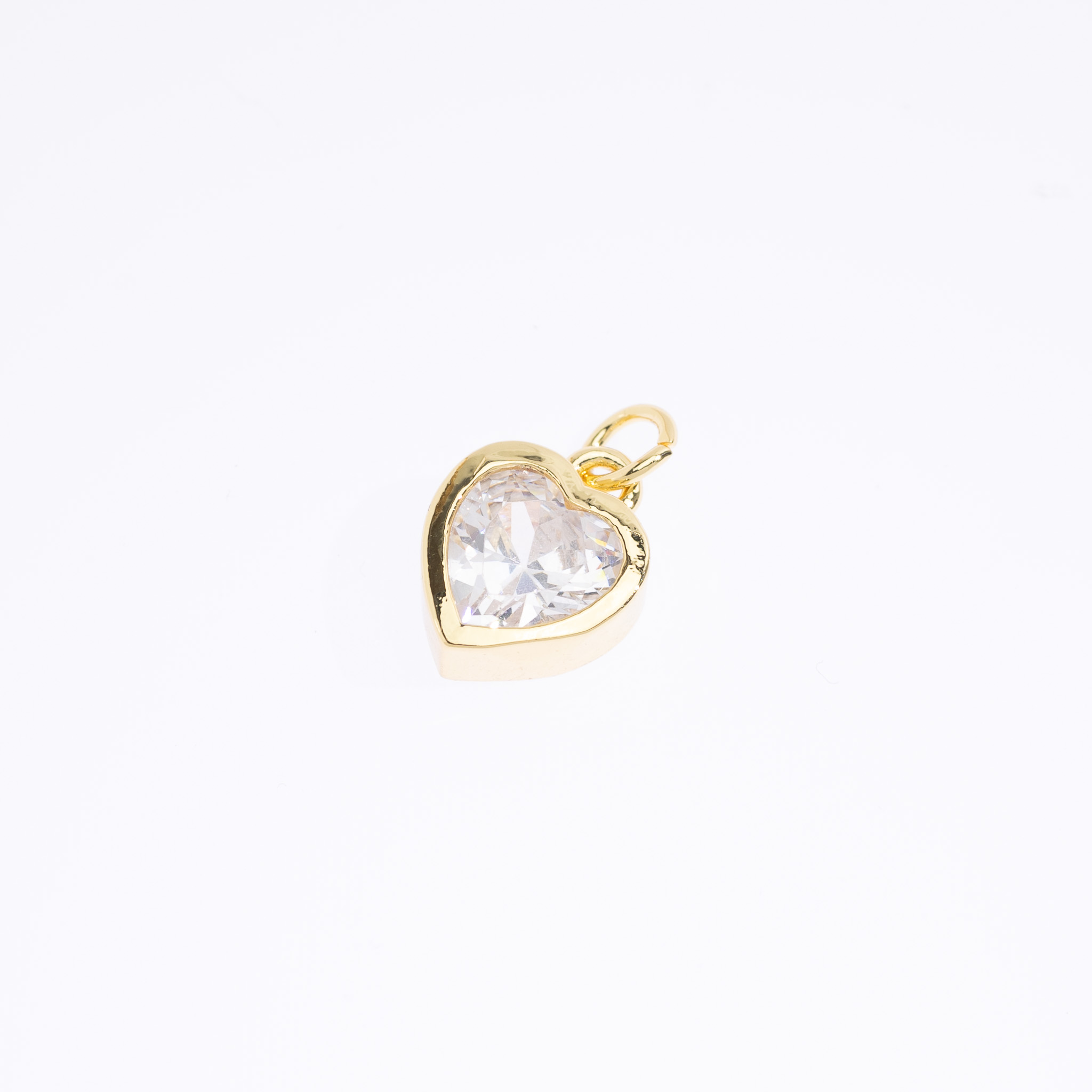 20688 Gold Heart Charm with Clear Zirconia