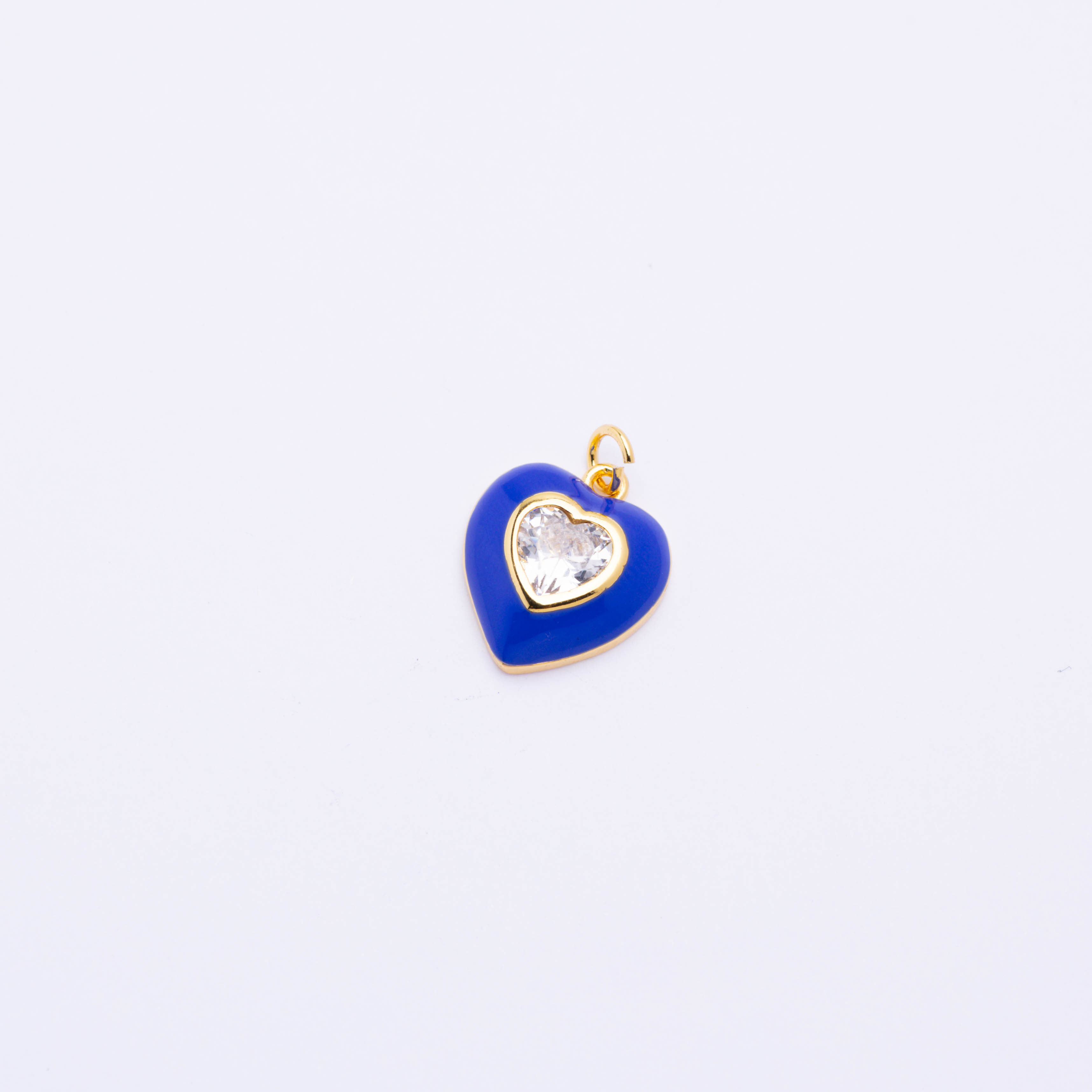 15308 17mm Blue Heart with Crystal Charm
