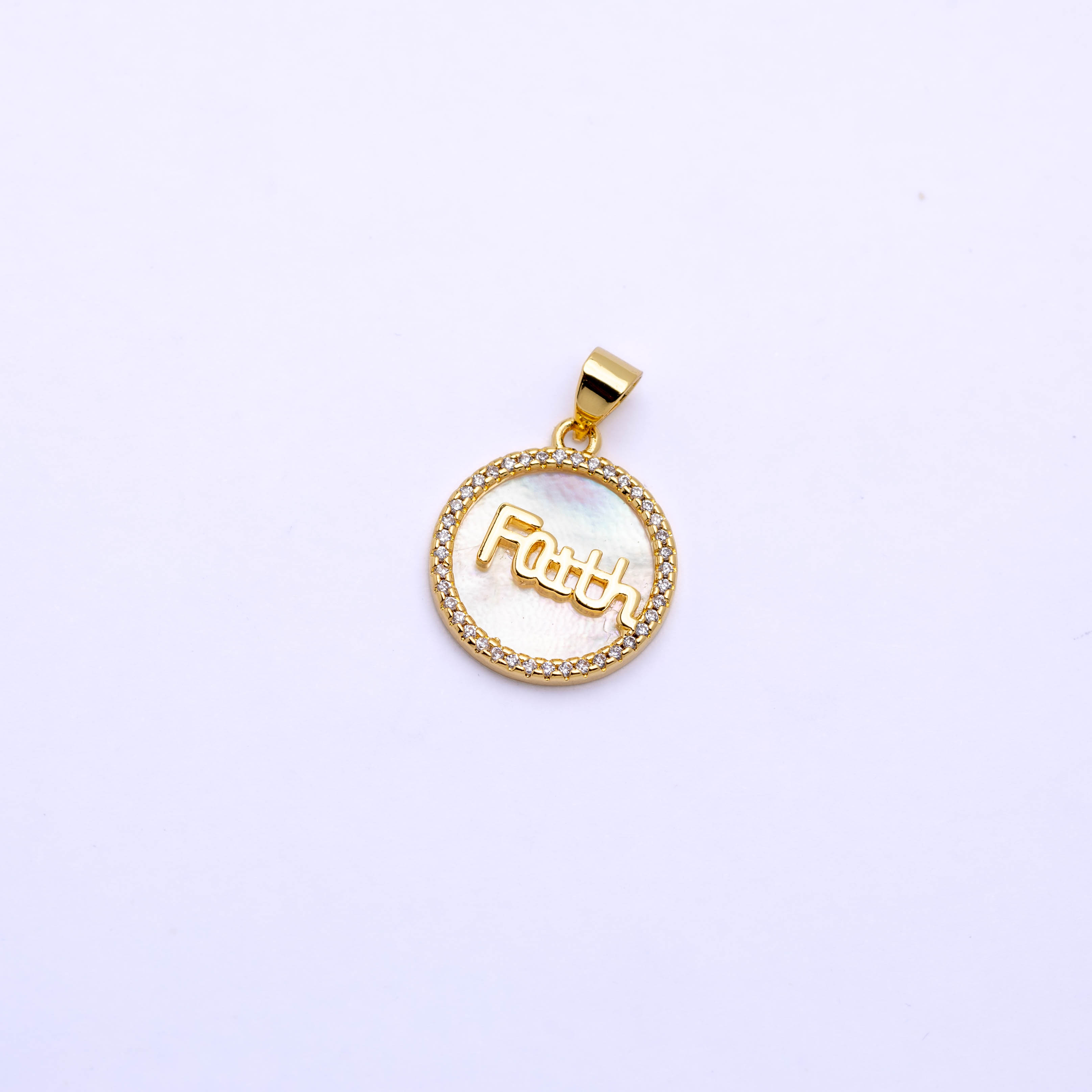9059 Micropave and Shell Faith Charm