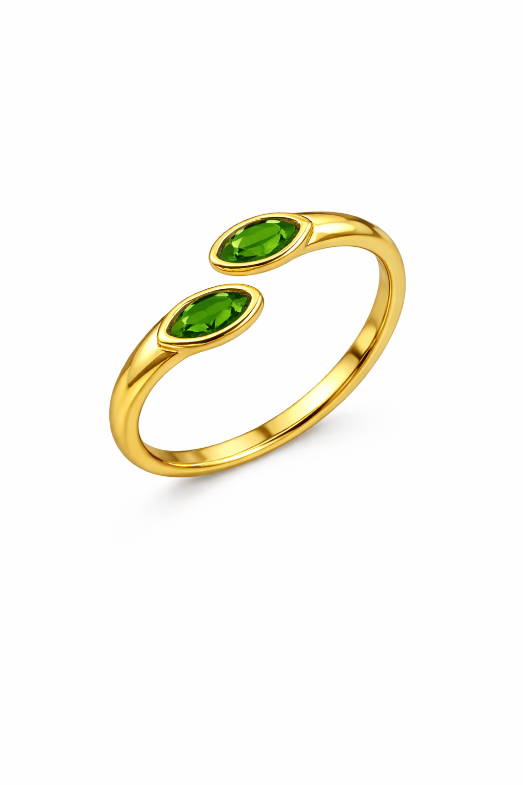 21743 Adjustable Ring with Double Oval Crystals Green 