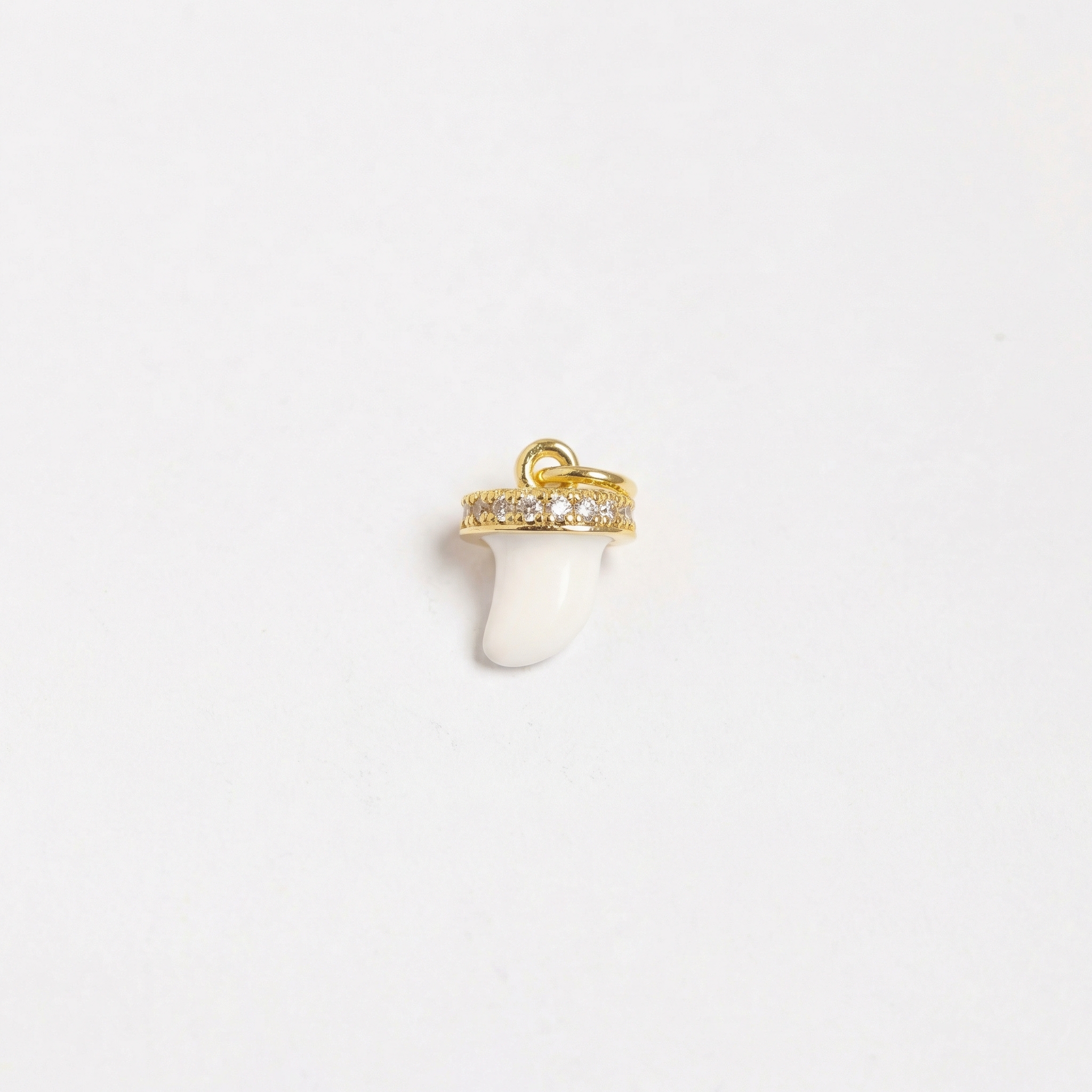 21988 White Mini Horn Charm with CZ Stones