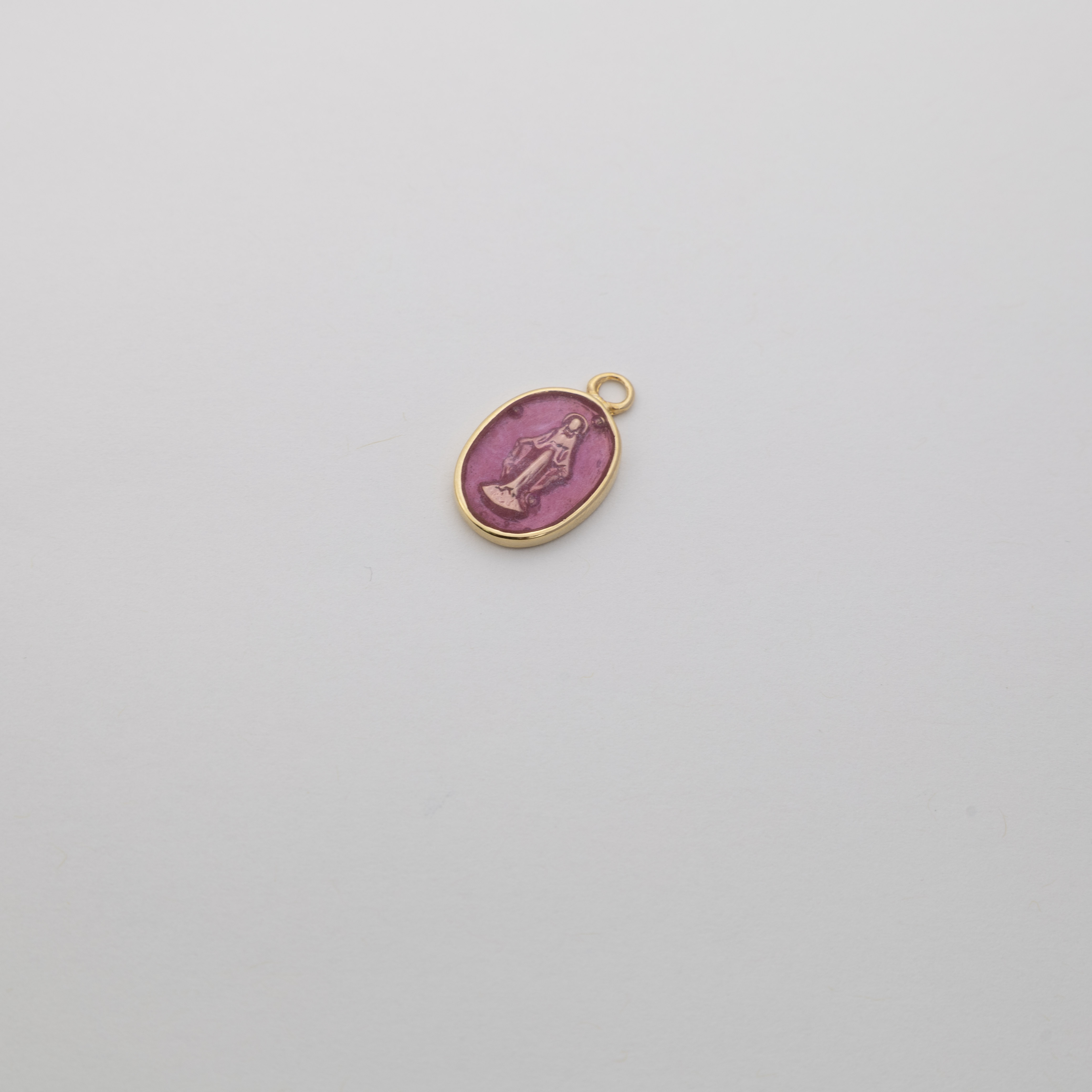 18262 Small Lilac Virgin Milagrosa Pendant