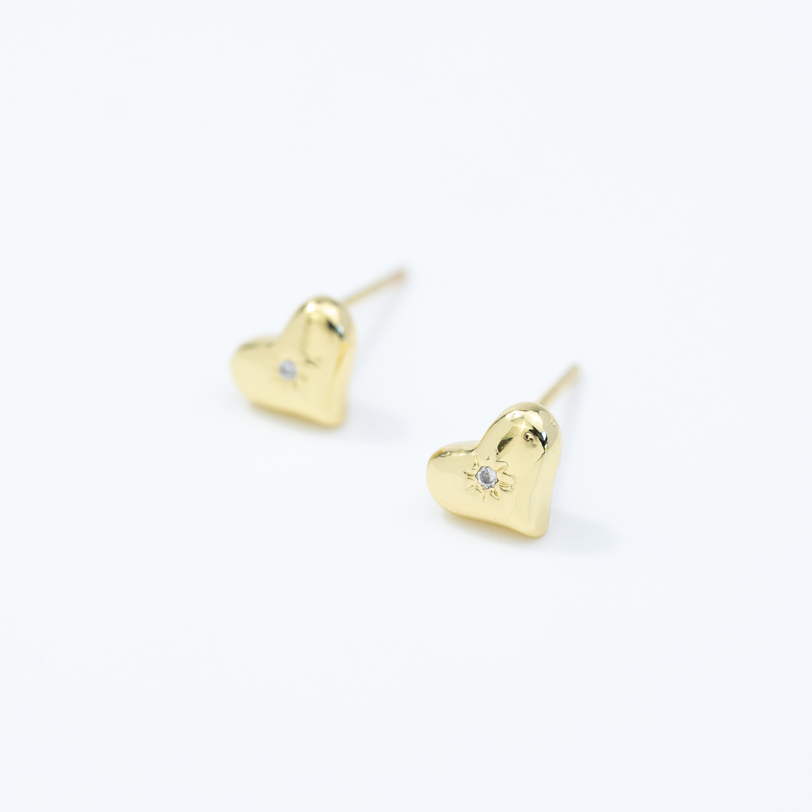 20312 Golden Heart Earrings with Zirconia Detai