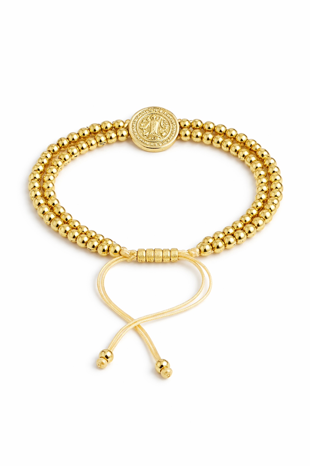 21599 Gold Bead Bracelet with Saint Benedict 