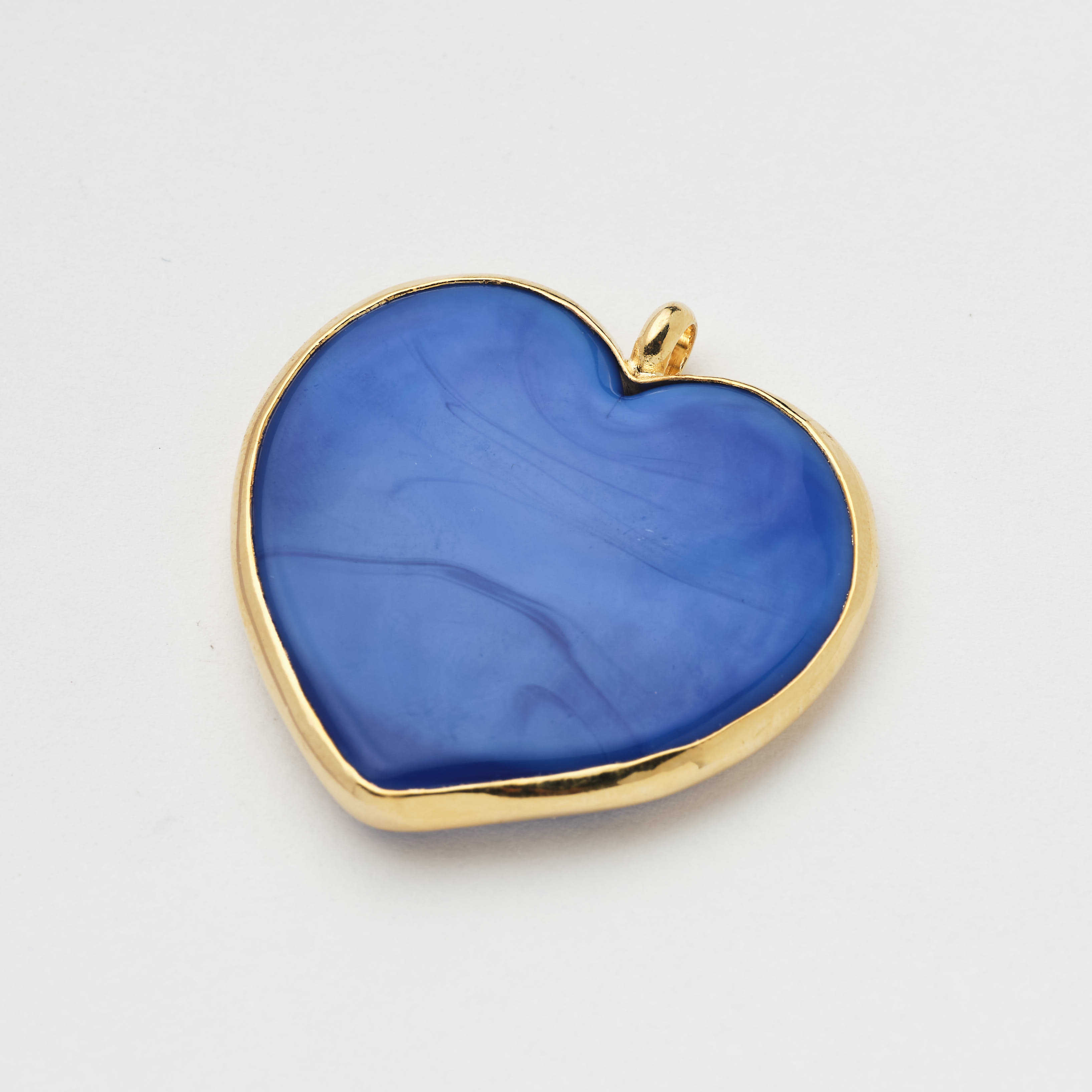 16247 Blue Heart with white marble effect Bizel Charm 25mm