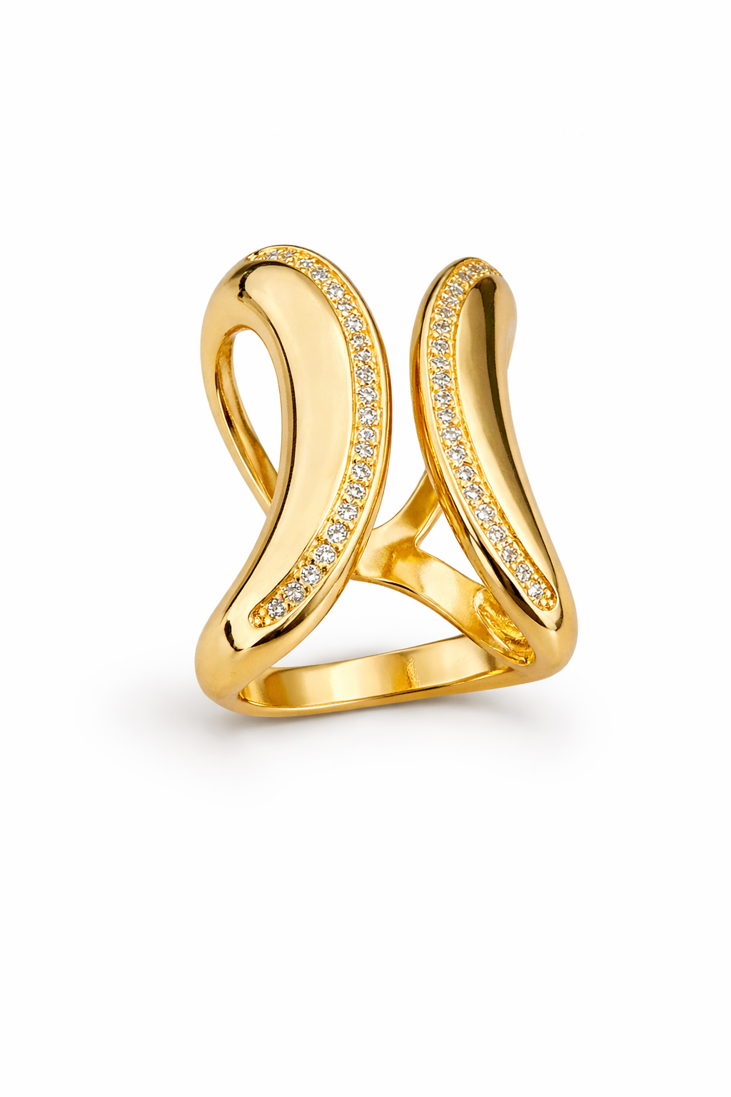 21709 Gold Wave Ring with Cubic Zirconia