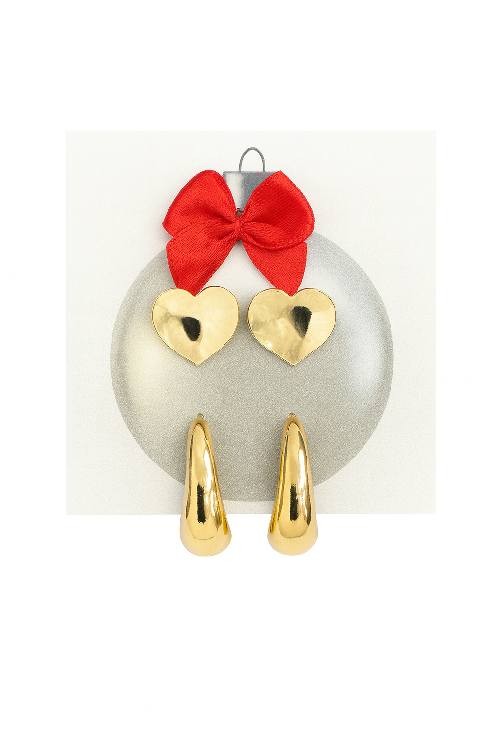 21566 Earring Set: Gold Hearts and Hoops